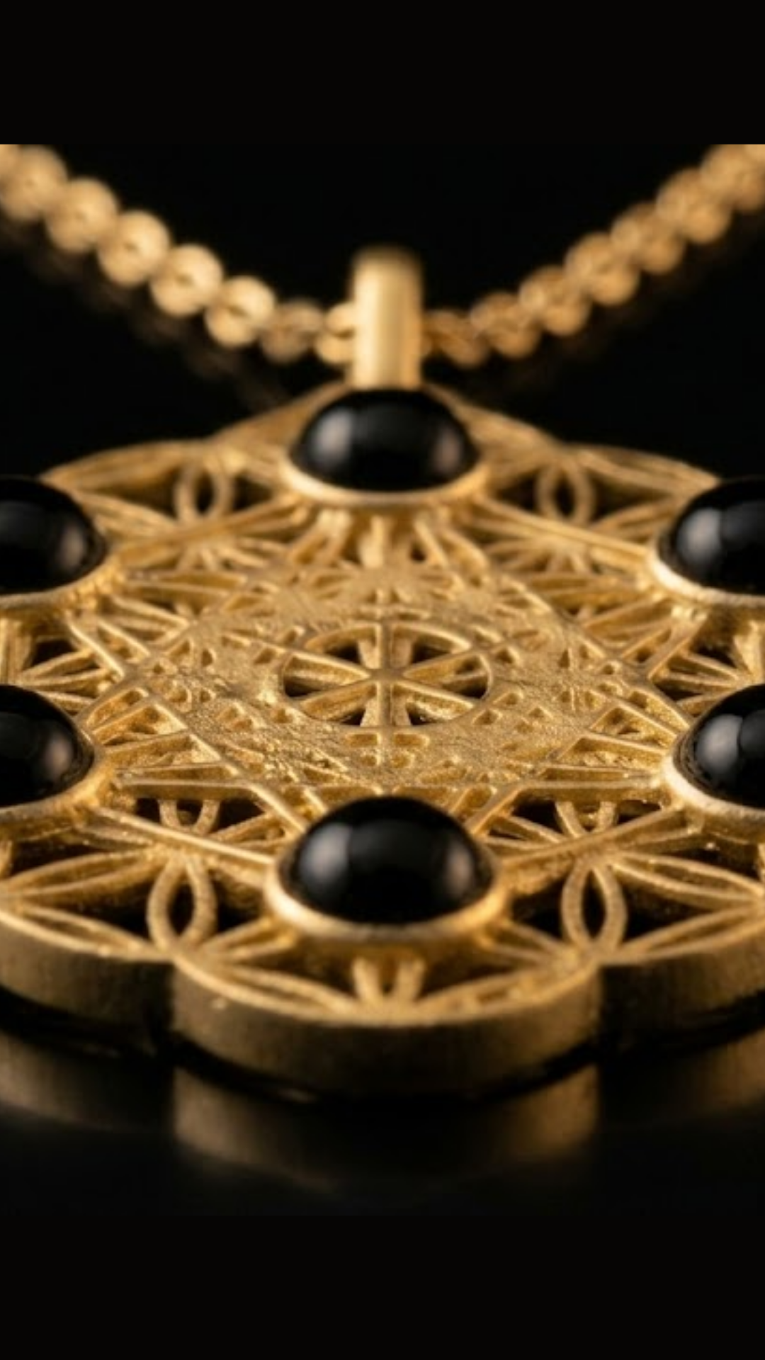 Metatron's Cube Necklace with Black Onyx | Symbol of Divine Protection & Spiritual Expansion | Handmade in 925 Sterling Silver, 24K Gold Plated, Bronze