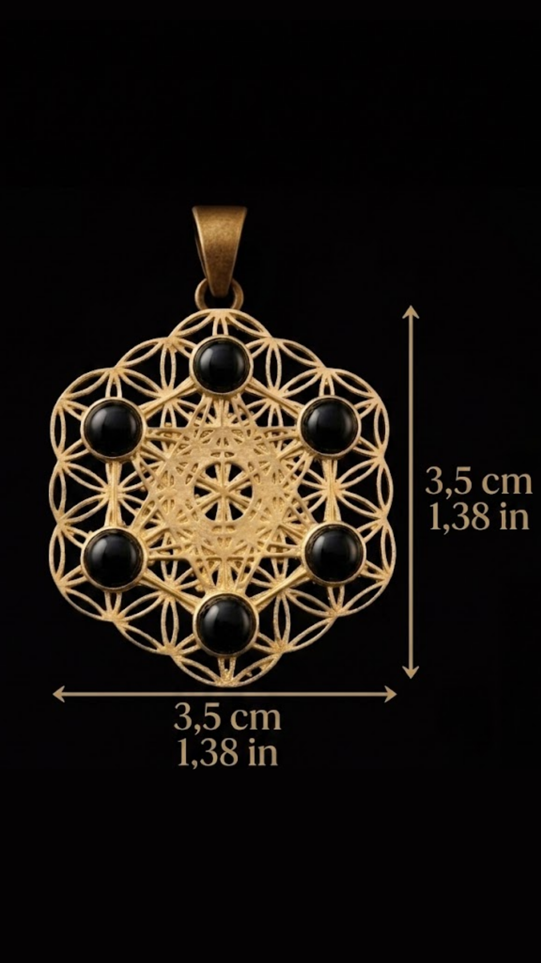 Metatron's Cube Necklace with Black Onyx | Symbol of Divine Protection & Spiritual Expansion | Handmade in 925 Sterling Silver, 24K Gold Plated, Bronze