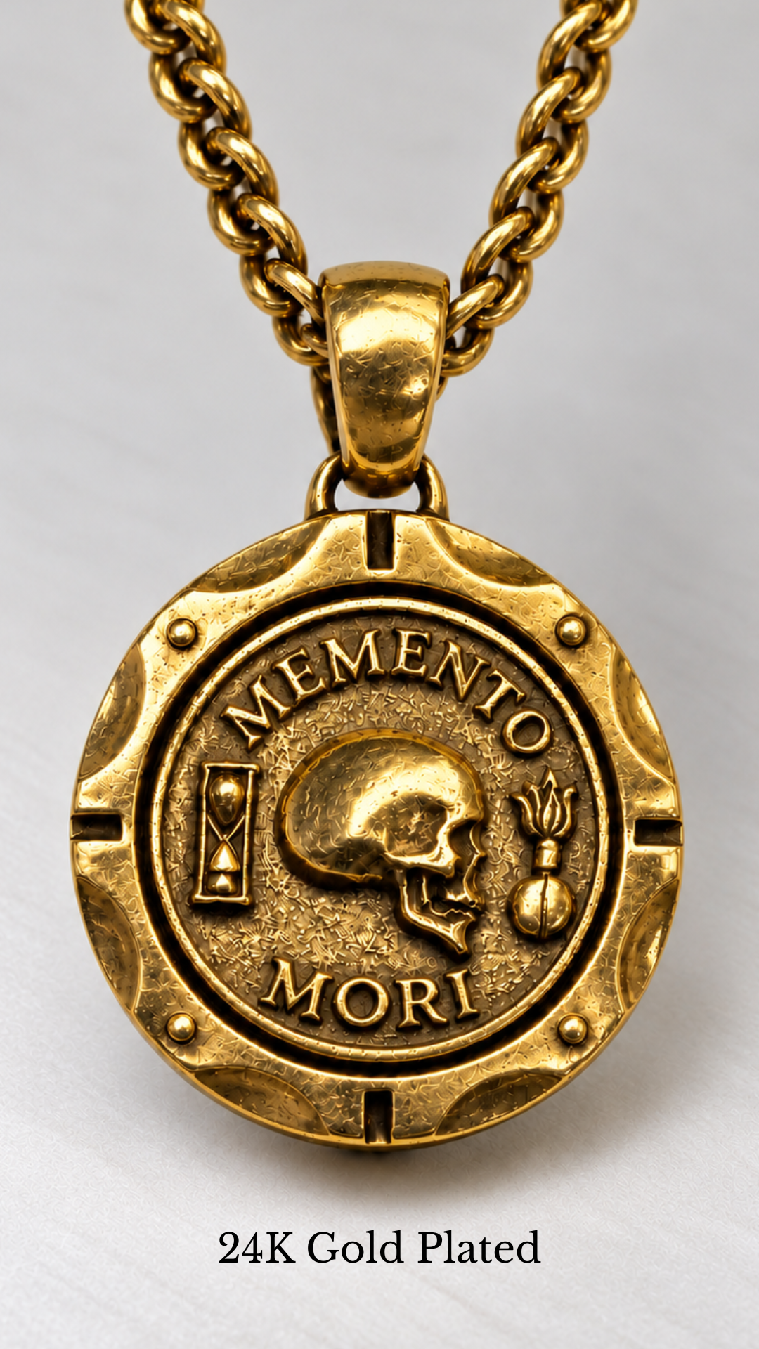 Memento Mori Necklace - Dual Metal Pendant | Symbol of Life, Death & Awareness | Handmade in 925 Sterling Silver & Bronze