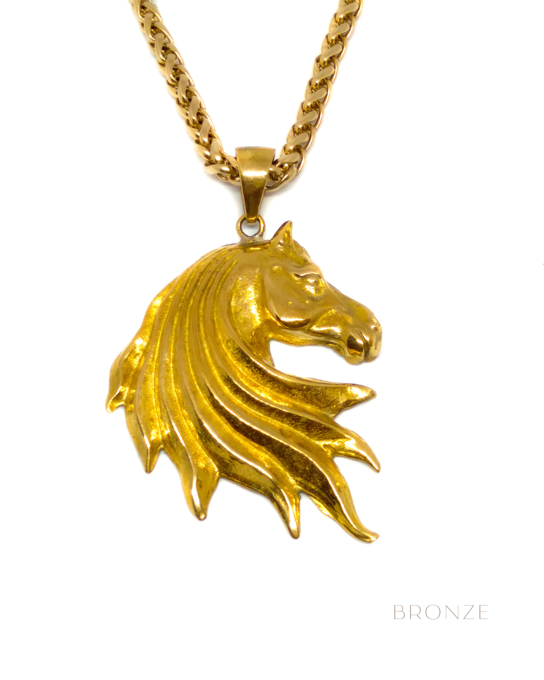 Collar de cabeza de caballo en bronce, cobre, plata de ley 925, baño de oro de 24k, joyería unisex 