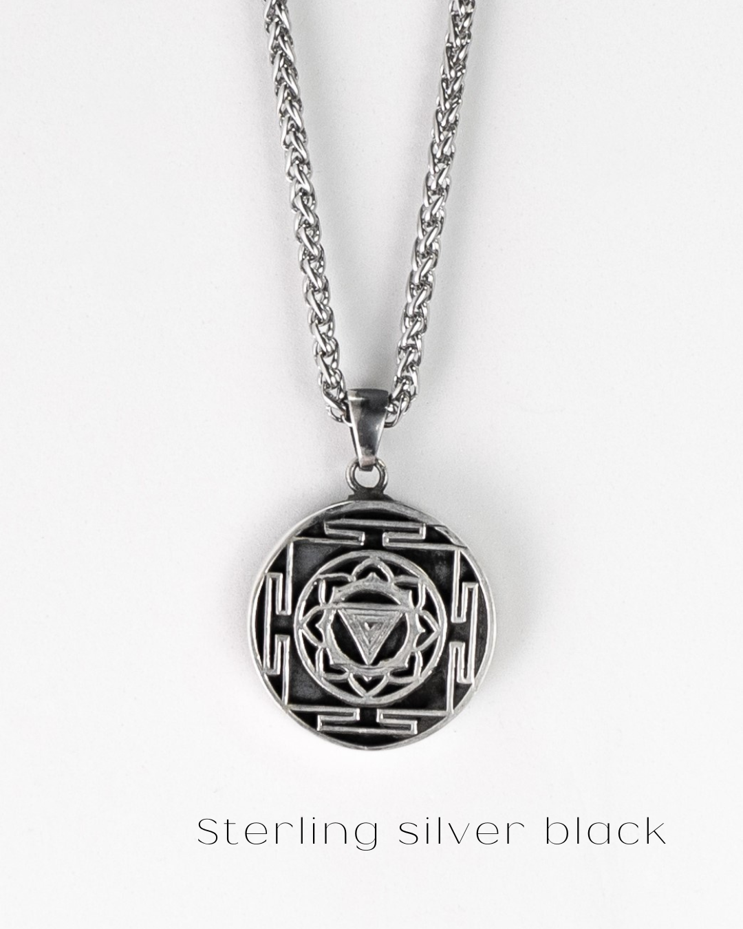 Collar Yantra Kali, collar personalizable, plata esterlina, bronce, enchapado de oro de 24 km, collar de yoga, tamaño grande