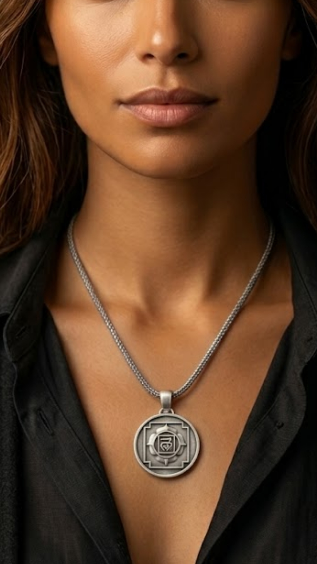 Anahata Yantra Necklace | Sacred Heart Chakra Pendant | Handmade in 925 Sterling Silver, 24K Gold Plated, Bronze (Copy)