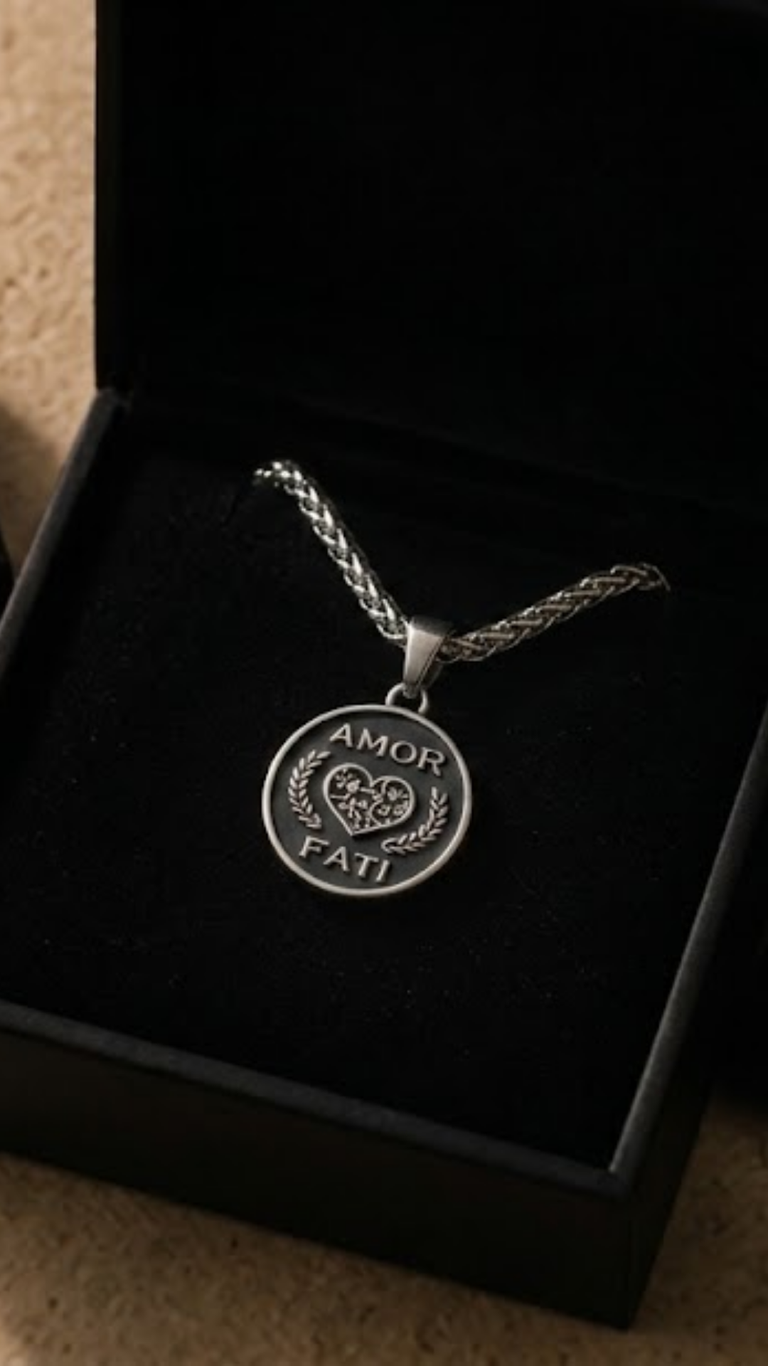 Amor Fati Necklace Medium (2.5 cm) | Handmade Talisman of Love & Fate | Handmade in 925 Sterling Silver, 24K Gold Plated, Bronze, Copper
