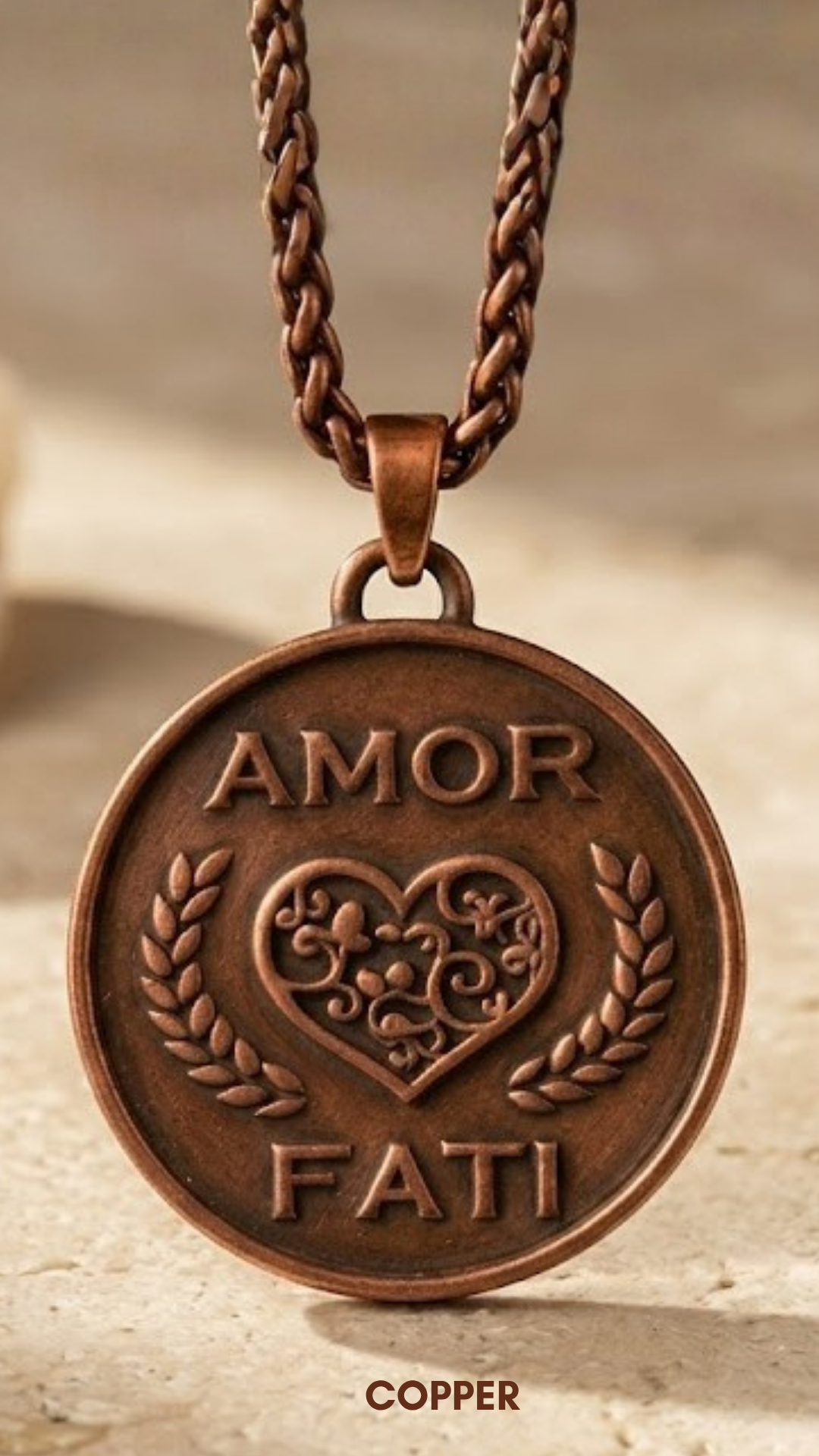 Amor Fati Necklace Medium (2.5 cm) | Handmade Talisman of Love & Fate | Handmade in 925 Sterling Silver, 24K Gold Plated, Bronze, Copper