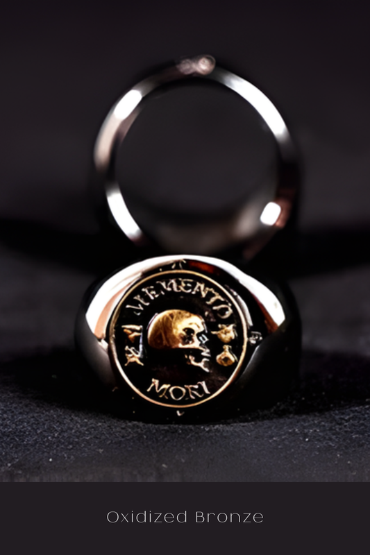 Memento Mori Ring | Handmade Jewelry | 925 Sterling Silver Exterior & 24K Gold, Bronze, Copper Interior