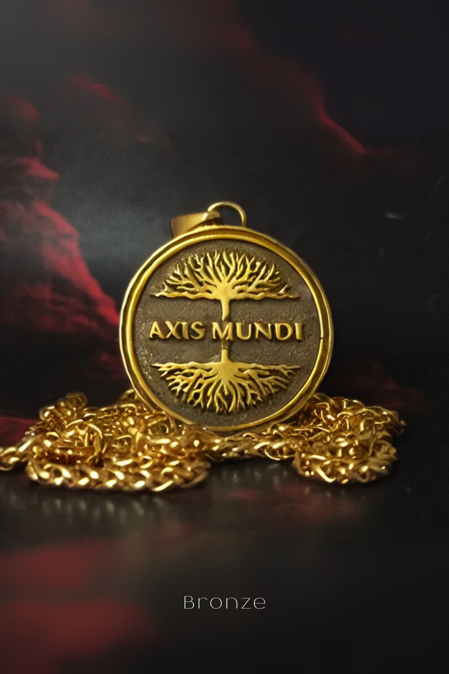 Axis Mundi Necklace – Handmade Pendant in Bronze, Copper & 24k Gold Plated | Symbolic Jewelry of Balance & Spiritual Connection