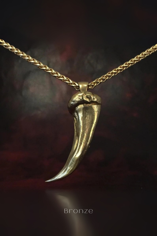 Collar grande de garra de lobo: colgante hecho a mano en bronce, plata de ley, cobre y baño de oro de 24 quilates | Símbolo de fuerza e instinto