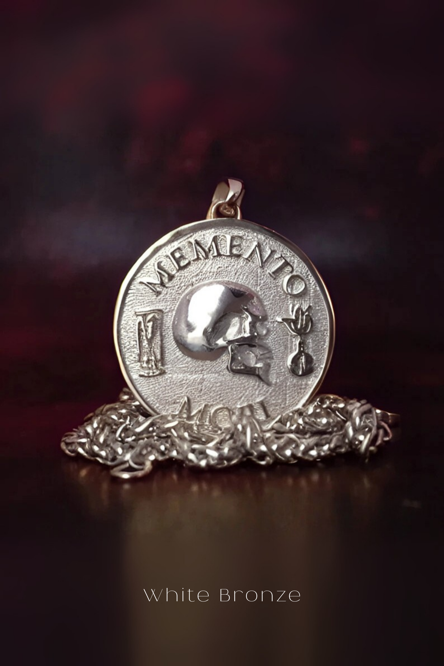 Collar Memento Mori, collar personalizable, bronce, plata esterlina, collar de oro de 24 km, collar grande