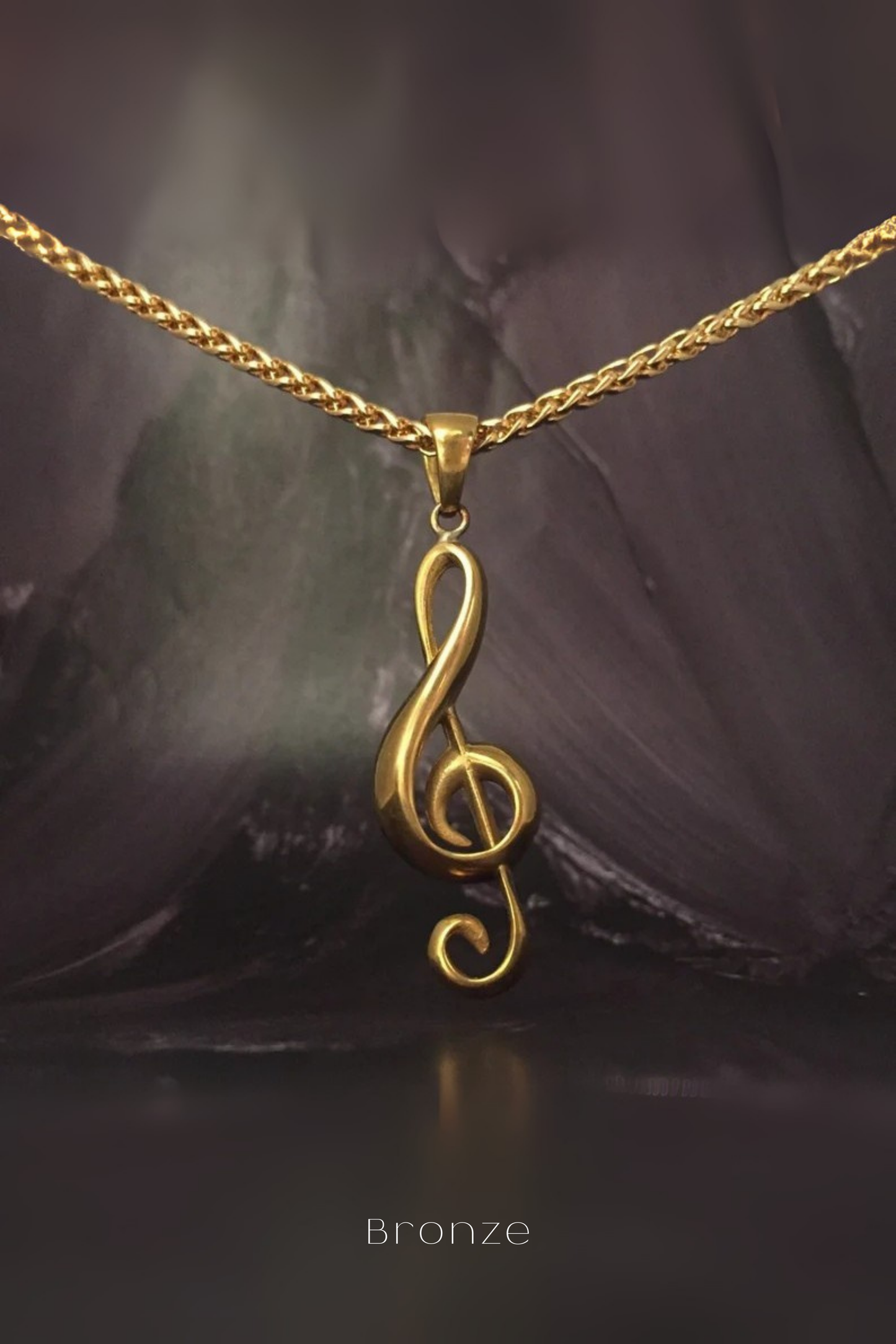 Collar de clave de sol: colgante musical hecho a mano en oro de 24 quilates, plata de ley, cobre y bronce | Regalo único para amantes de la música