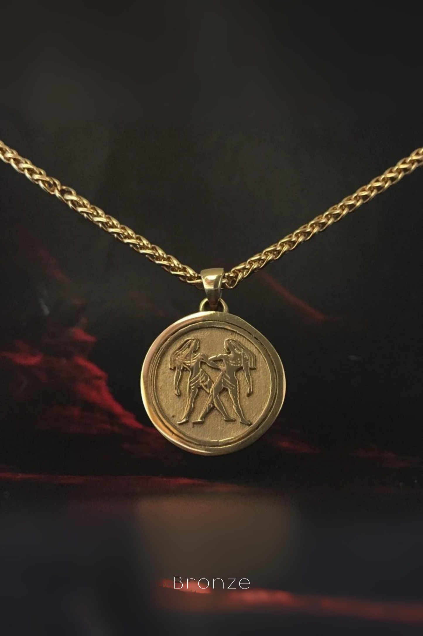 Collar de signo de zodiaco Géminis, collar personalizado, collar de bronce, collar de plata esterlina, collar chapado en oro de 24 km, encanto horóscopo