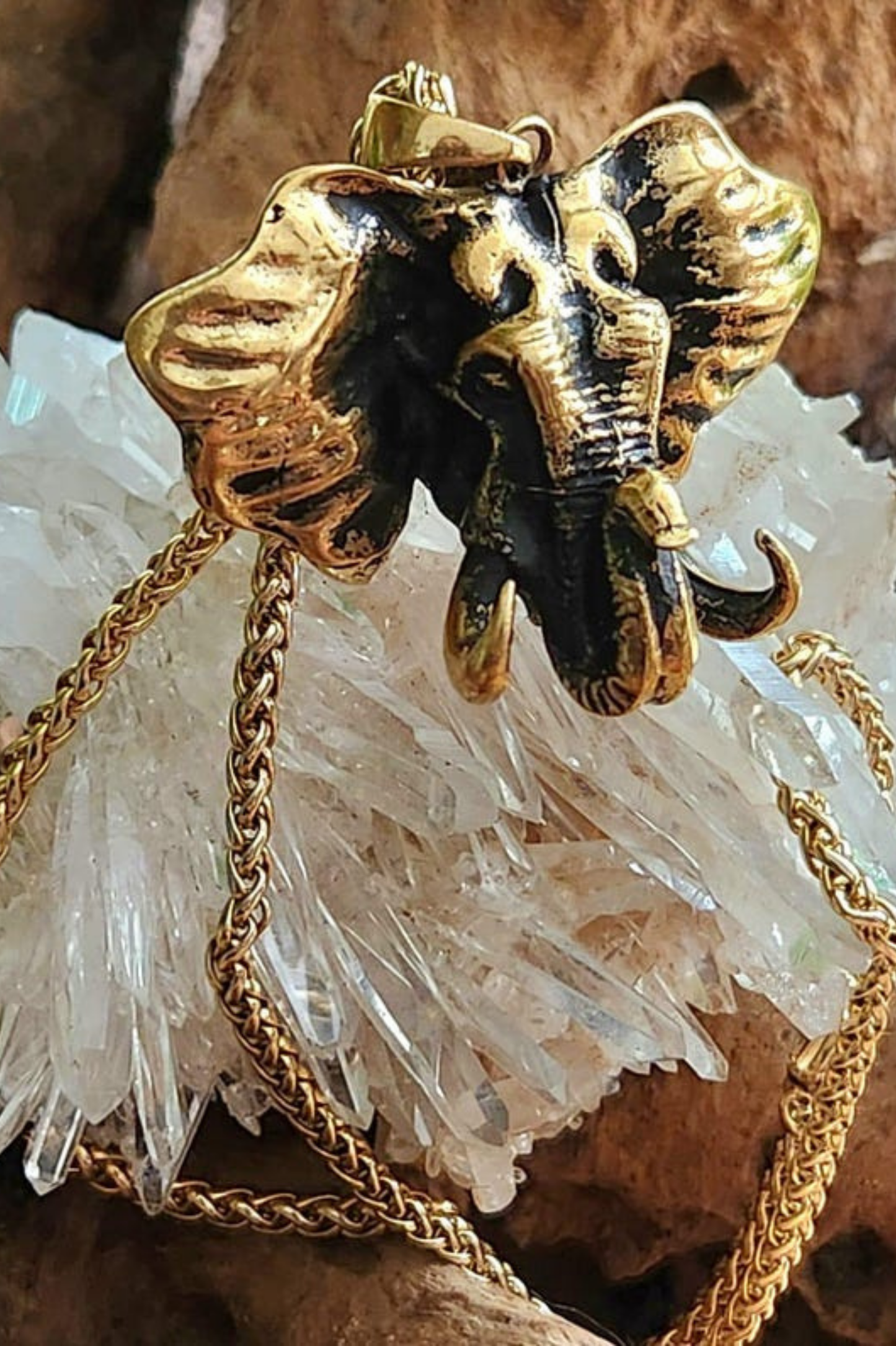 Collar de Ganesha – Colgante hindú en bronce, plata o baño de oro de 24 quilates