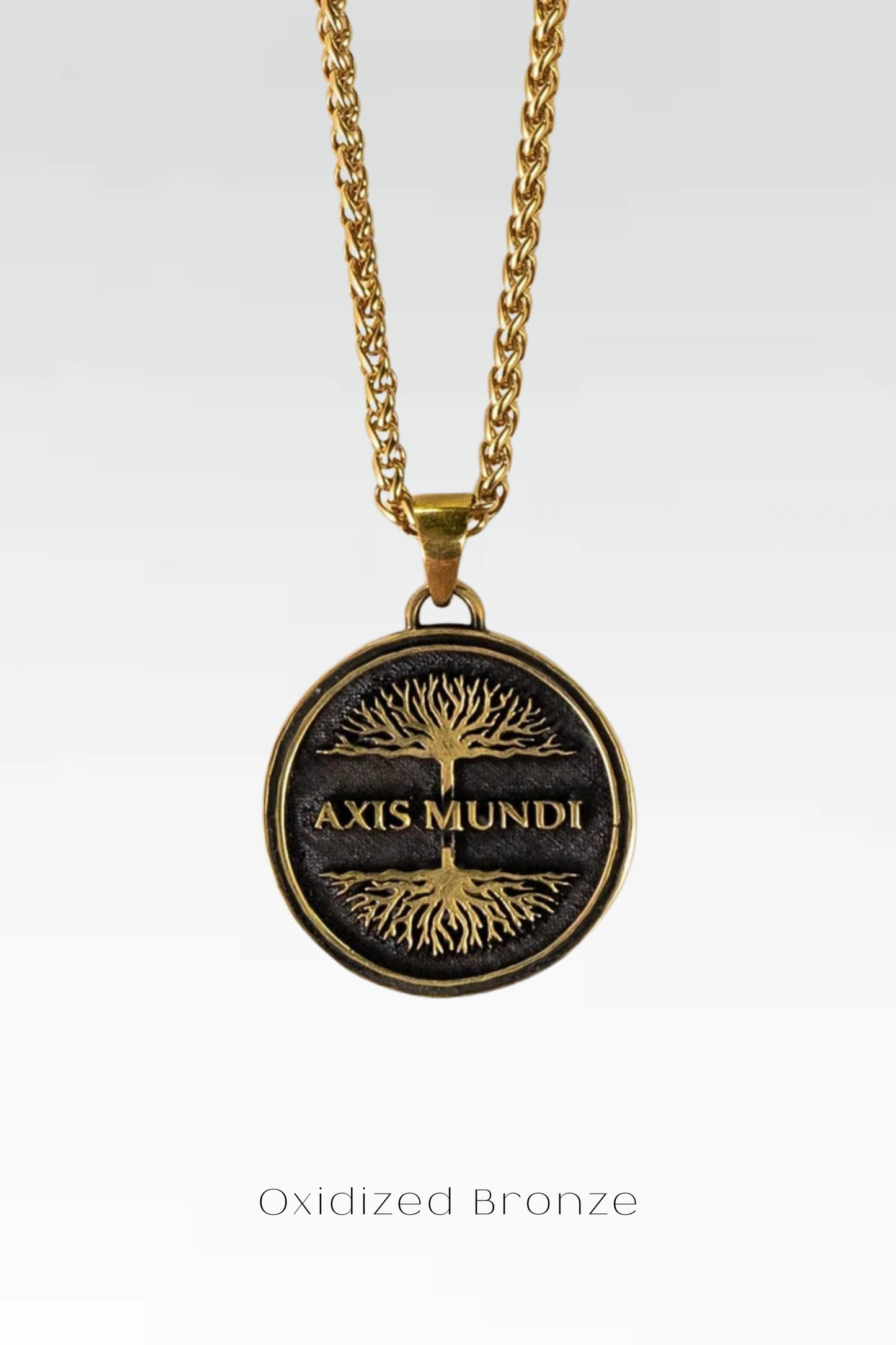 Axis Mundi Necklace – Handmade Pendant in Bronze, Copper & 24k Gold Plated | Symbolic Jewelry of Balance & Spiritual Connection