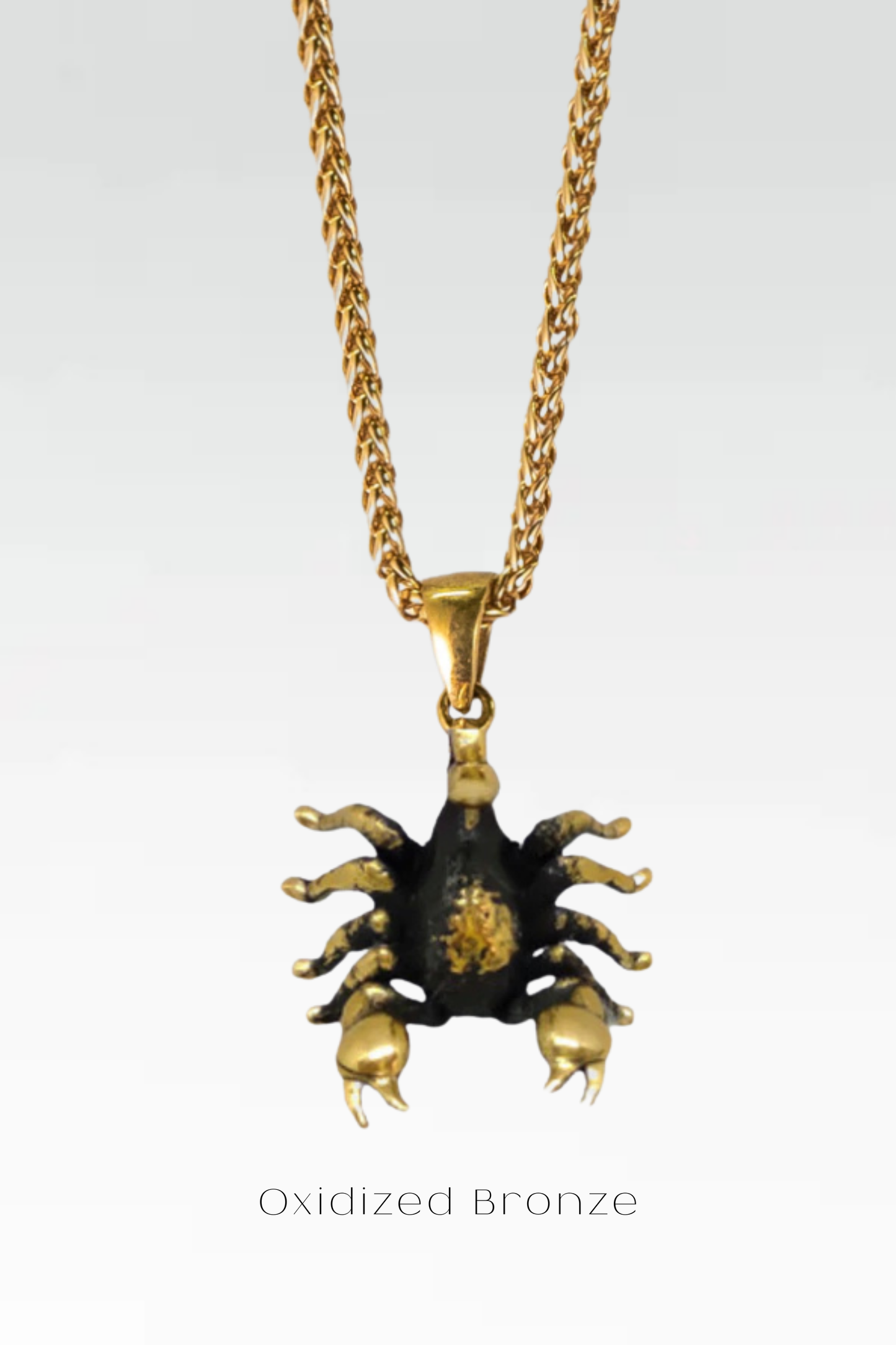 Collar del zodiaco Escorpio: colgante hecho a mano en oro de 24 quilates, bronce y plata de ley. 