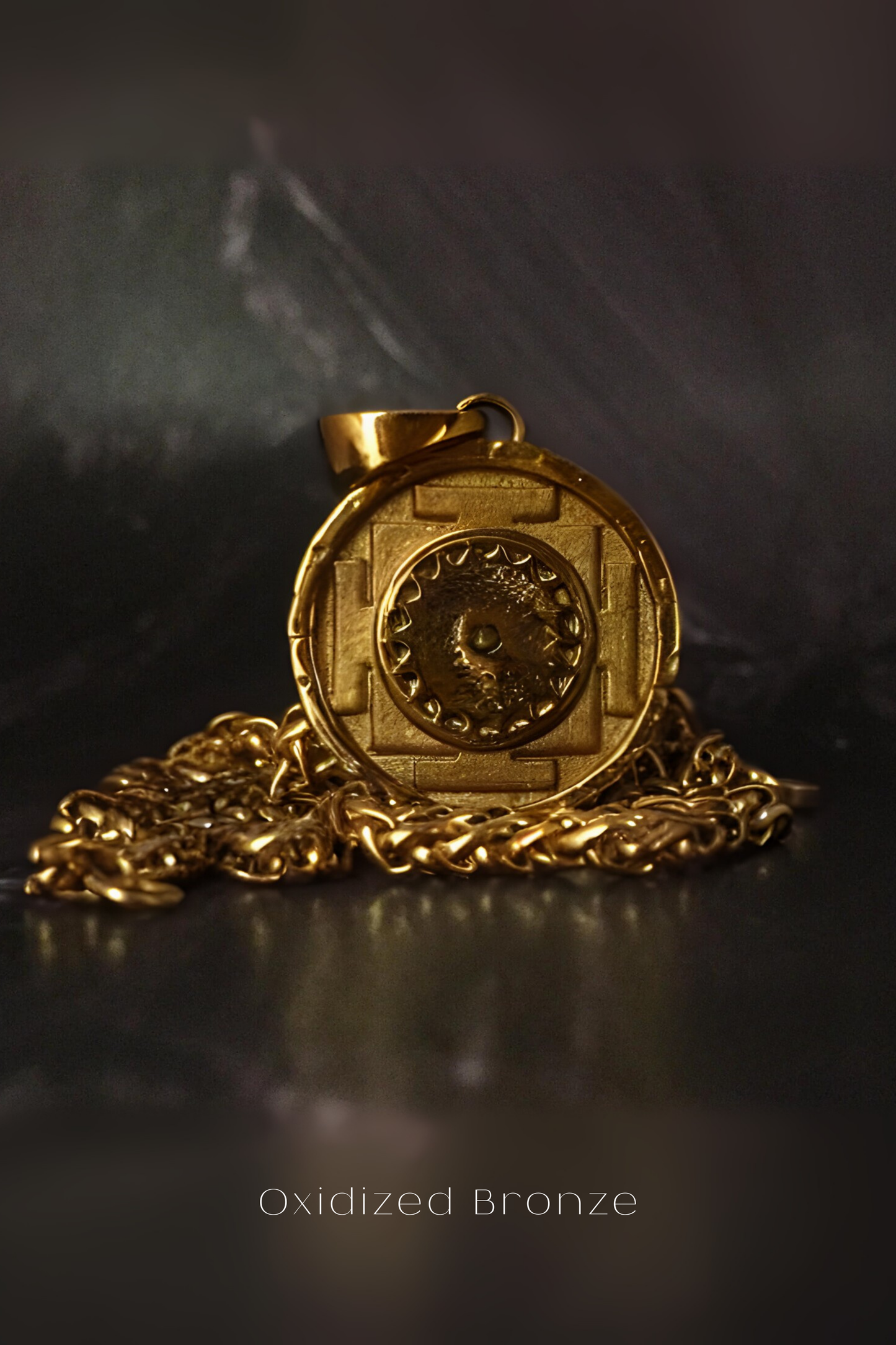 Collar Shiva Yantra, collar personalizable, bronce, plata esterlina, collar de oro de 24 km, collar de mandala, tamaño pequeño
