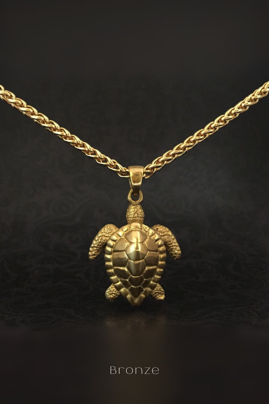 Collar de Tortuga – Colgante artesanal en oro de 24 quilates, bronce, plata de ley y cobre | Joyería unisex simbólica, regalo de longevidad