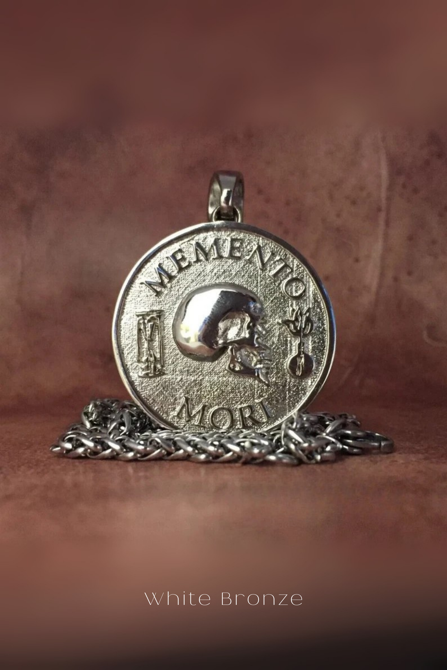 Collar Memento Mori, collar personalizable, bronce, plata esterlina, collar de oro de 24 km, collar pequeño