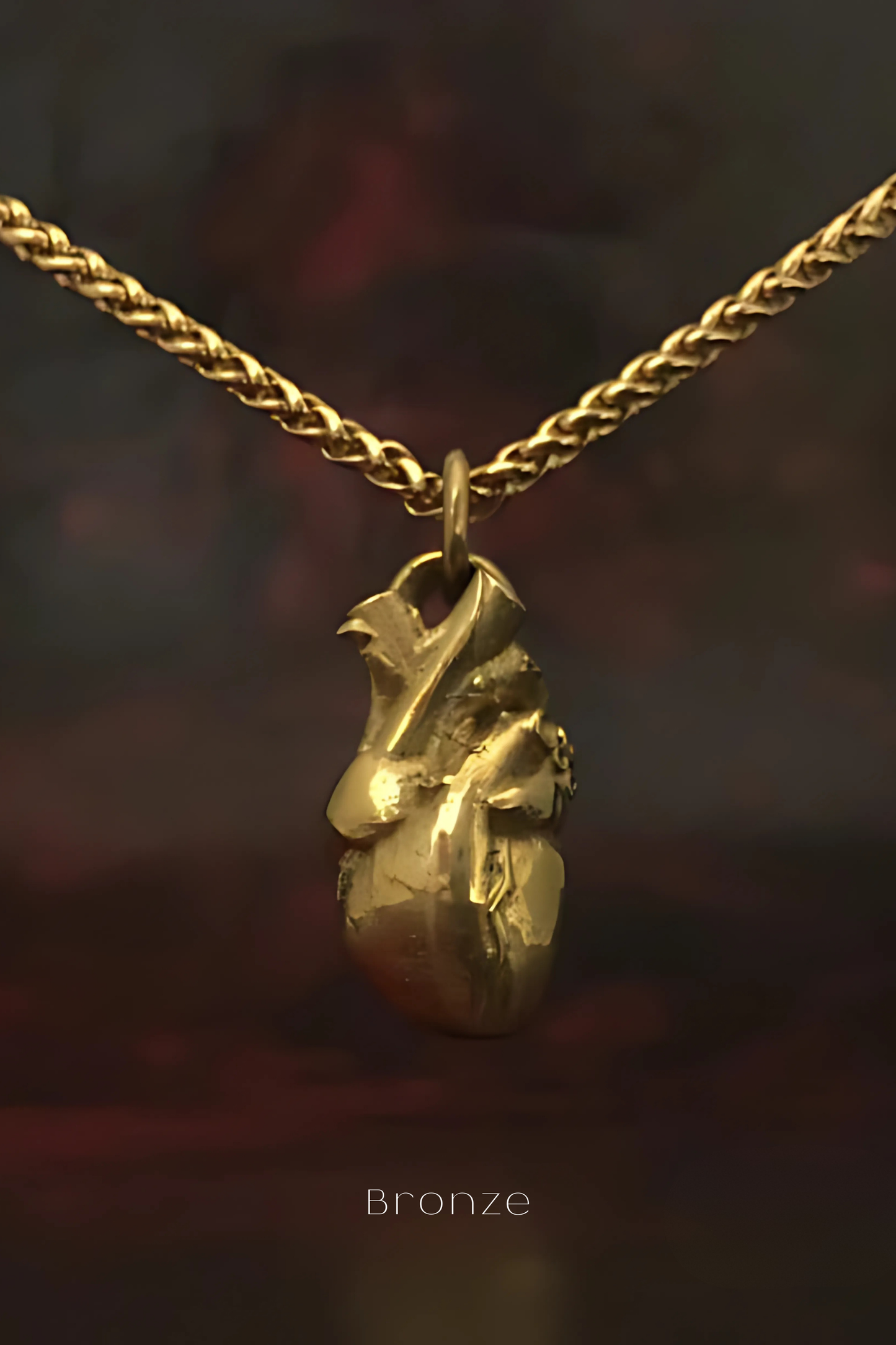 Collar de corazón anatómico, collar personalizable, bronce, plata esterlina, collar de oro de 24 km, collar delicado