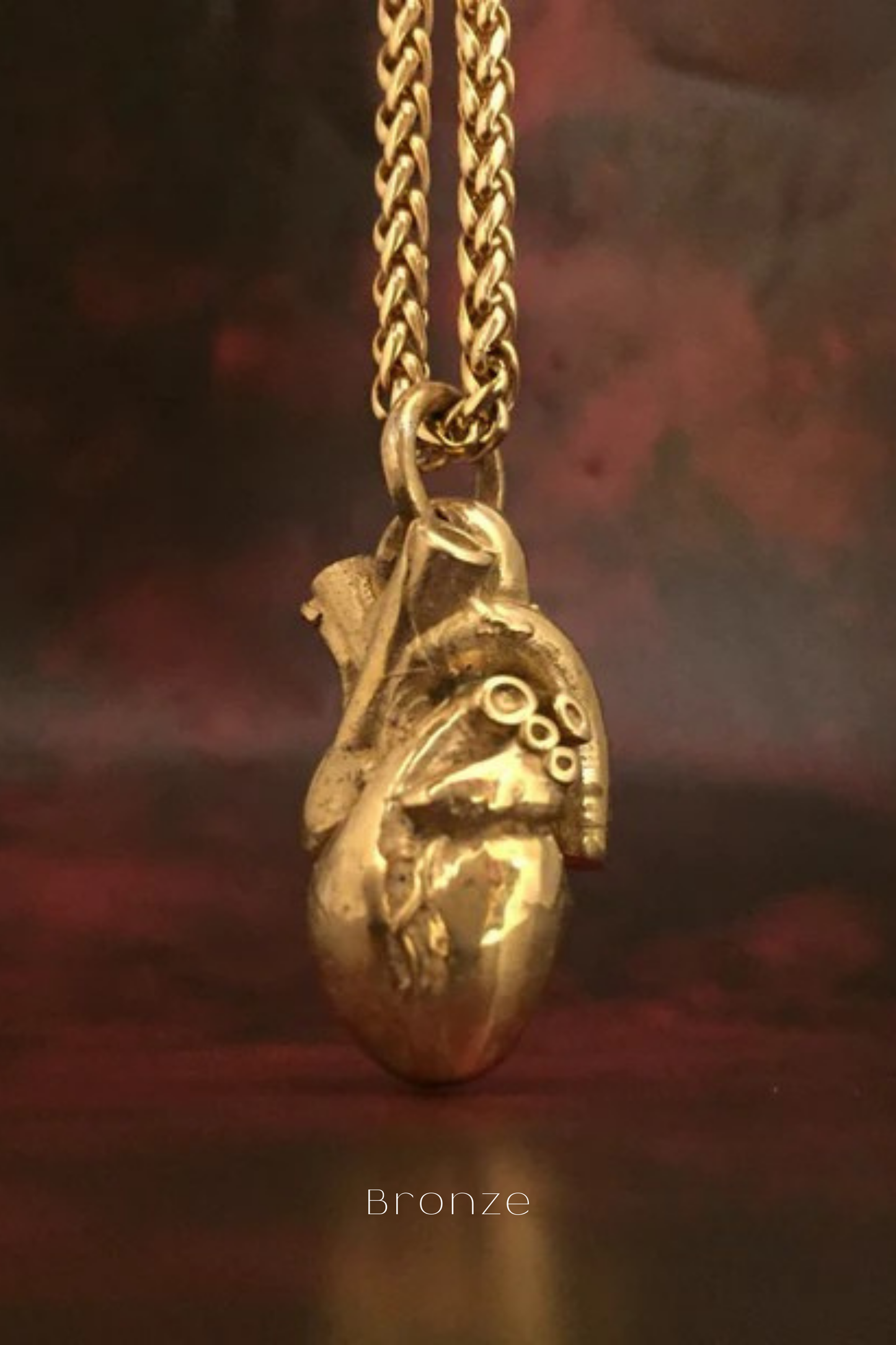 Collar de corazón anatómico, collar personalizable, bronce, plata esterlina, collar de oro de 24 km, collar delicado