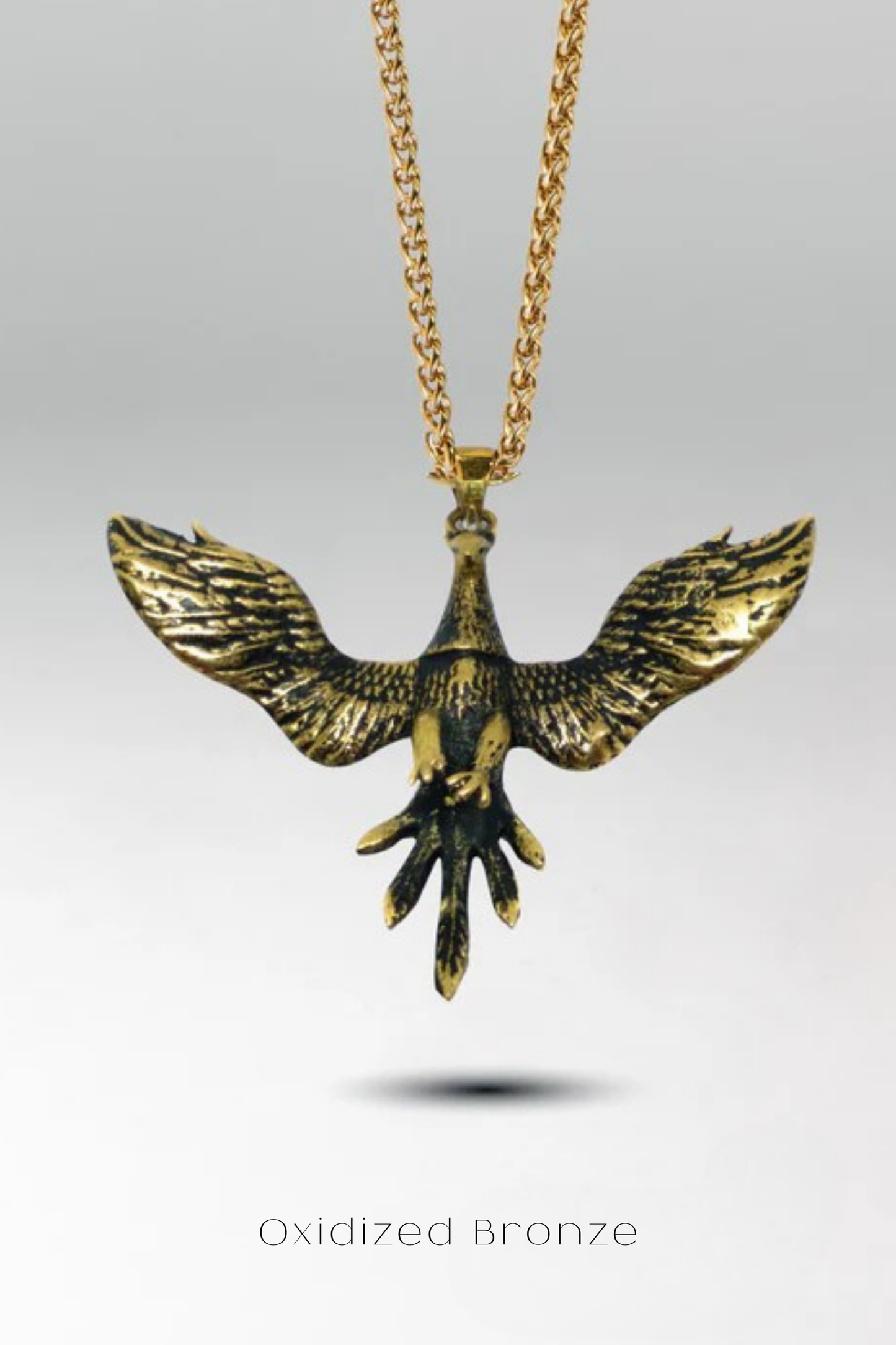 Collar Fénix – Colgante hecho a mano en bronce, plata de ley y baño de oro de 24 quilates 