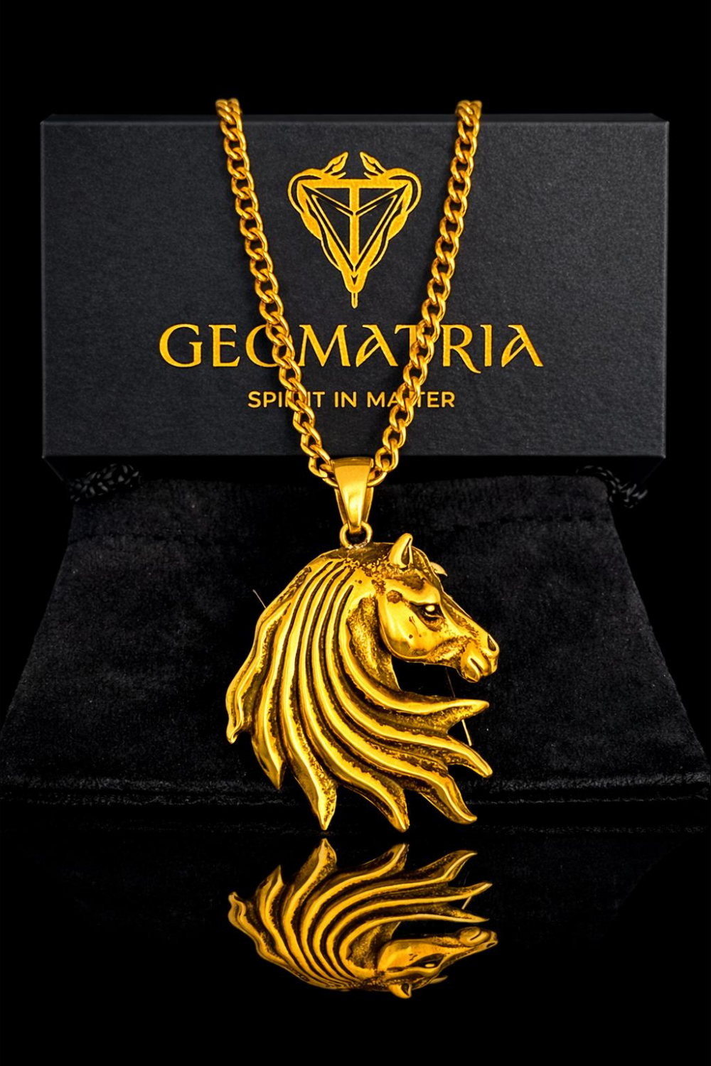 Horse Head Necklace | Symbol of Freedom & Noble Strength | Handmade in 925 Sterling Silver, 24K Gold Plated, Copper