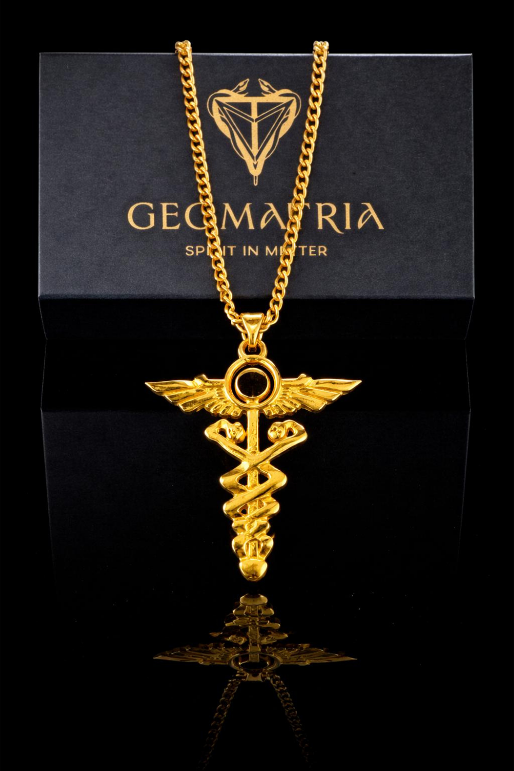 Caduceus Necklace – Handmade Pendant in Bronze, Sterling Silver & 24K Gold Plated | Symbolic Unisex Jewelry of Balance & Healing