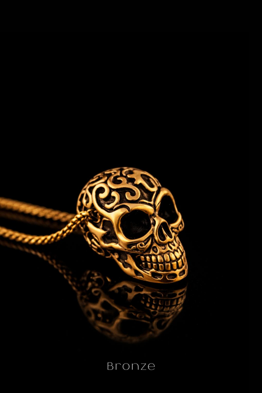 Openwork Skull Necklace – Symbolic Bronze & Silver-Plated Finish | Limited Edition