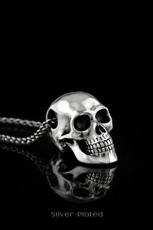 Large Smooth Skull Necklace – Symbolic Bronze & Silver-Plated Finish | Limited Edition