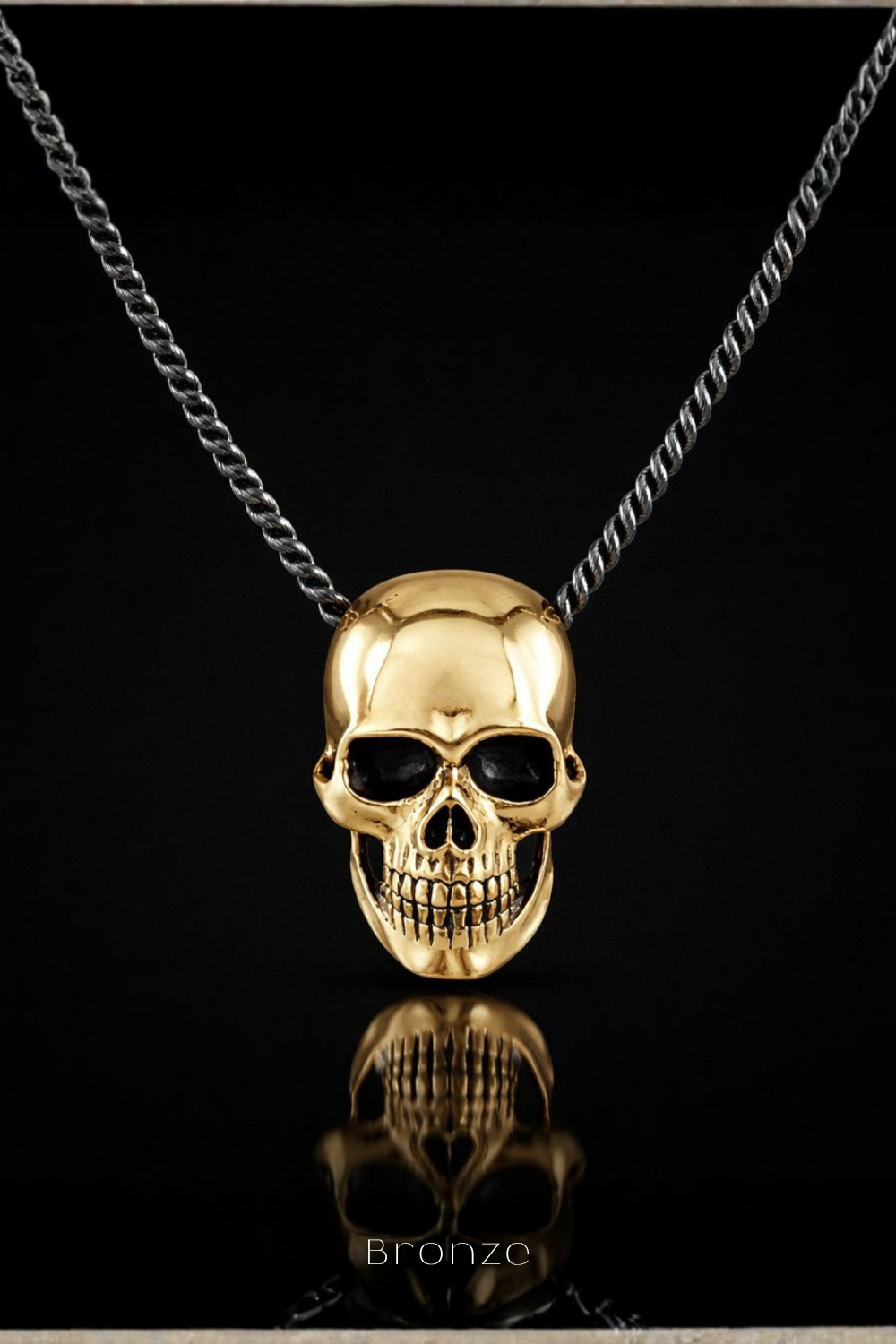 Mini Smooth Skull Necklace – Minimalist Bronze & Silver-Plated Finish | Limited Edition