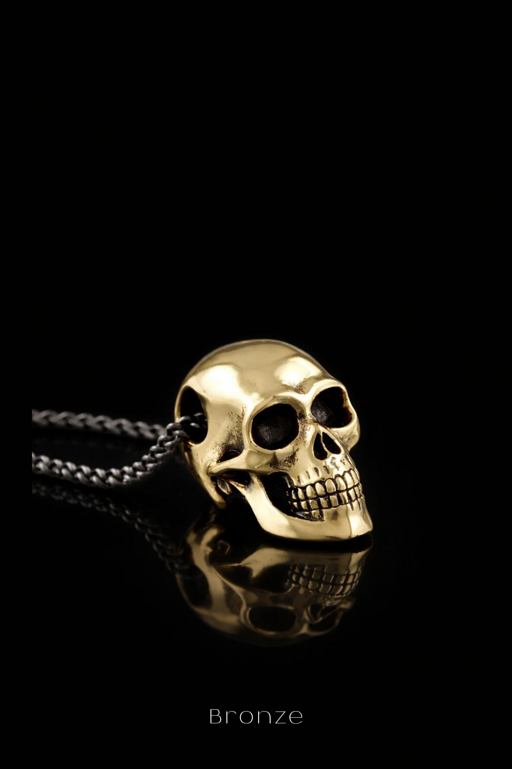 Mini Smooth Skull Necklace – Minimalist Bronze & Silver-Plated Finish | Limited Edition