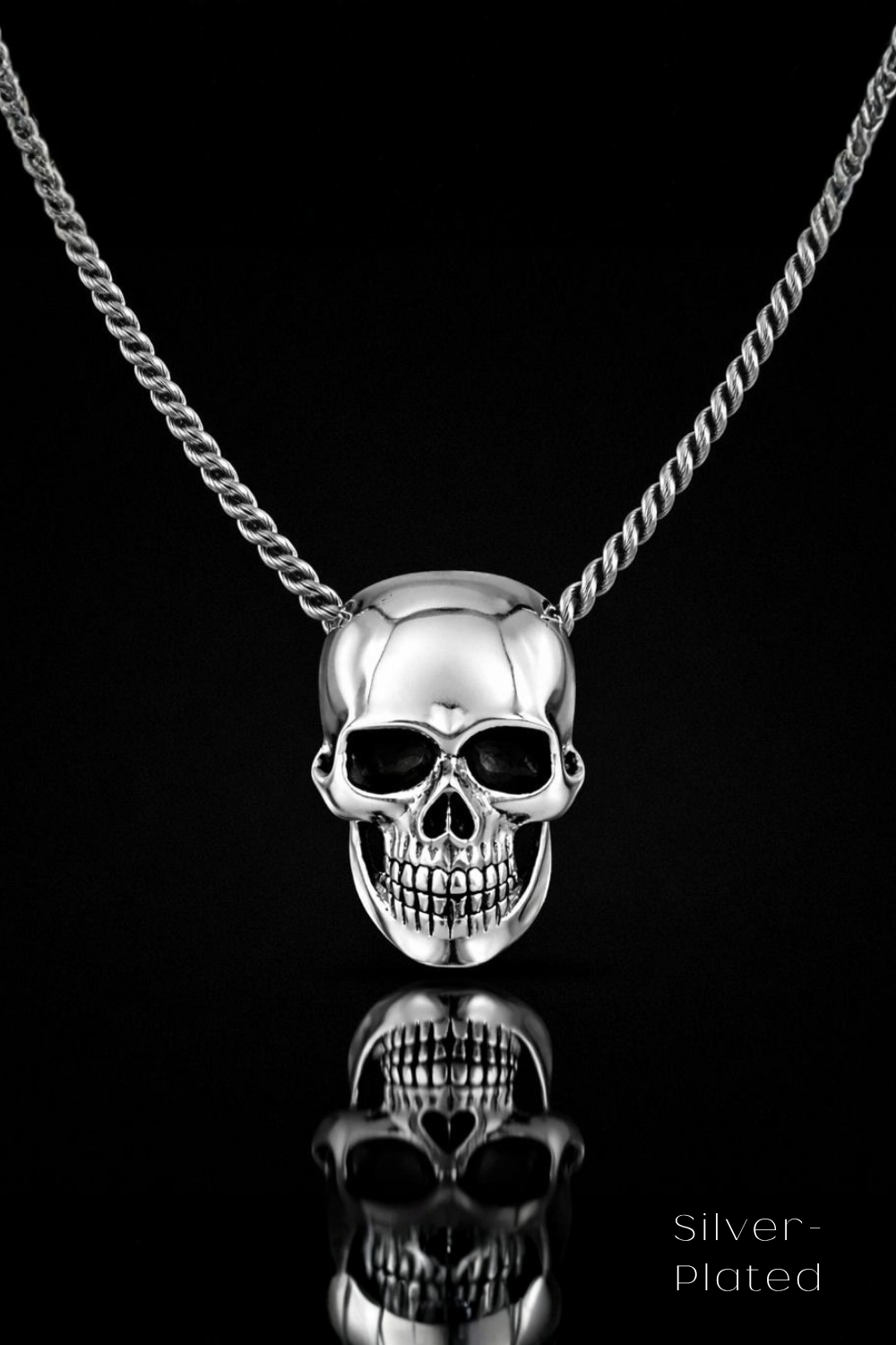 Mini Smooth Skull Necklace – Minimalist Bronze & Silver-Plated Finish | Limited Edition