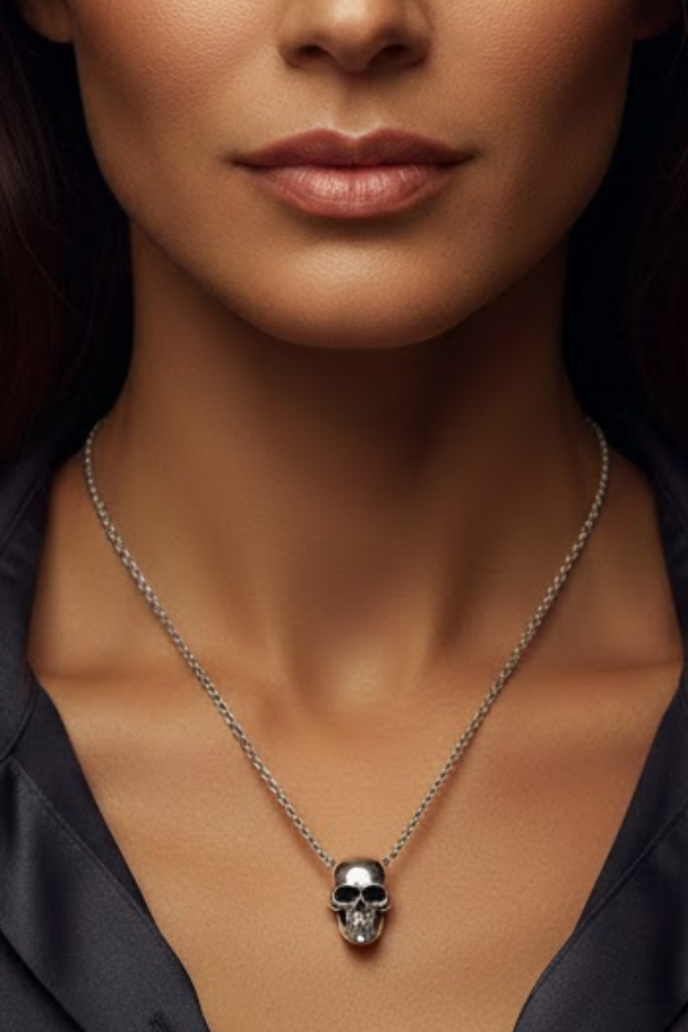 Mini Smooth Skull Necklace – Minimalist Bronze & Silver-Plated Finish | Limited Edition