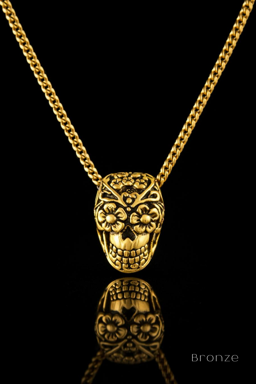Mini Day of the Dead Skull Necklace – Symbolic Bronze & Silver-Plated Finish | Limited Edition