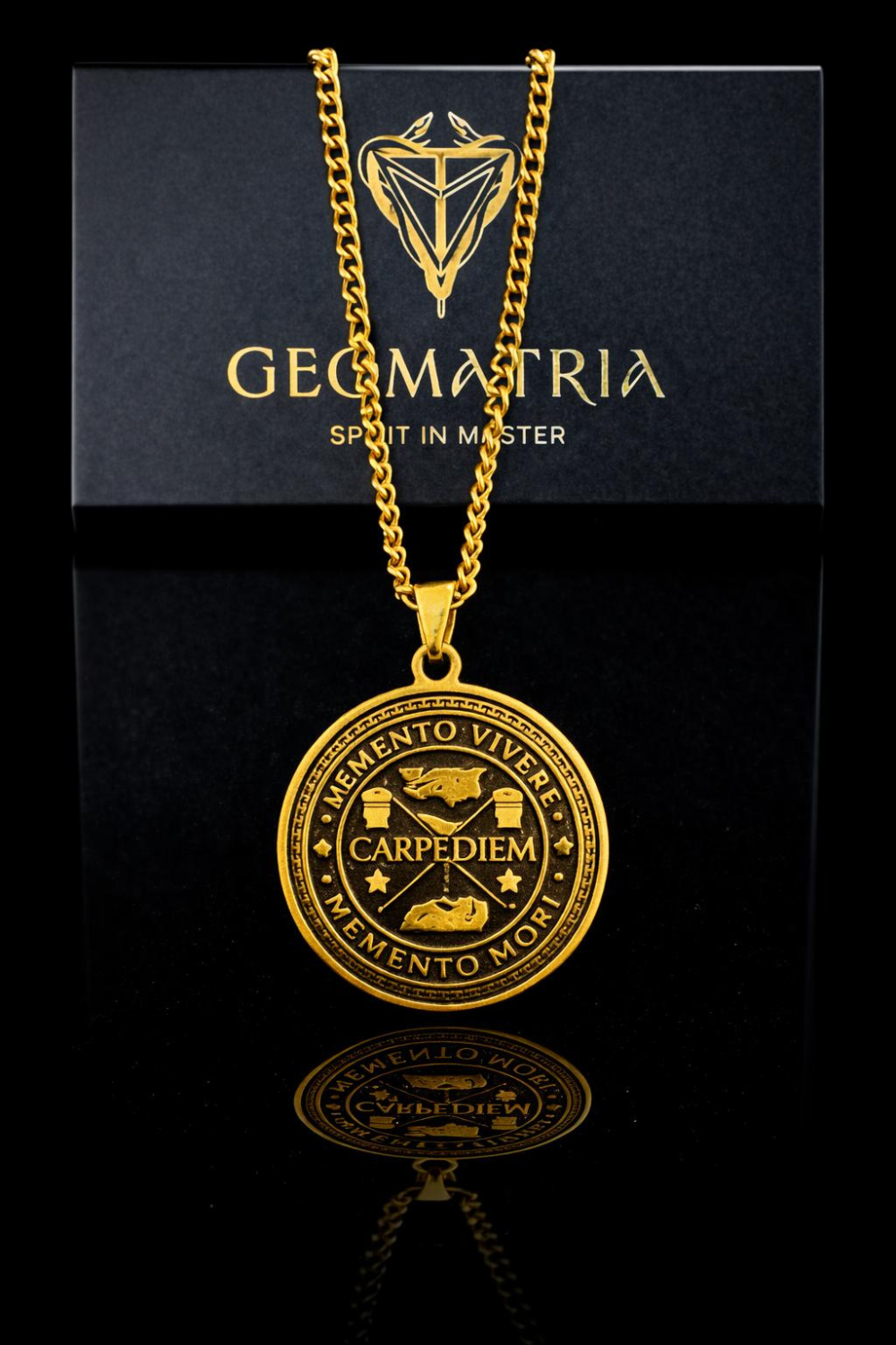 Carpe Diem & Memento Mori Necklace | Amulet of Life, Legacy & Purpose | Handmade 925 Sterling Silver,  24K Gold Plated, Copper