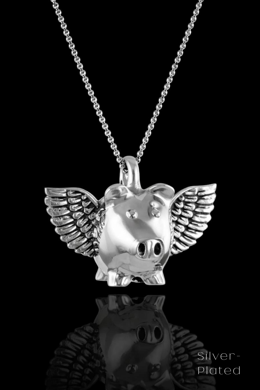 Collar de Cerdo Alado – Acabado Bronce y Baño de Plata | Edición Limitada
