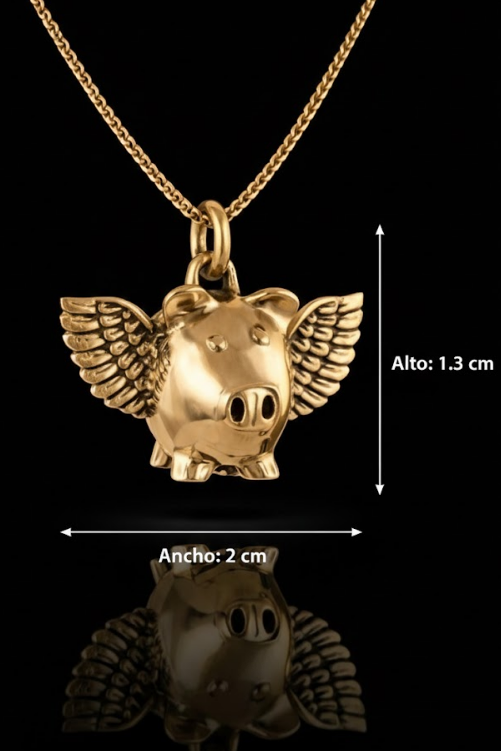 Collar de Cerdo Alado – Acabado Bronce y Baño de Plata | Edición Limitada