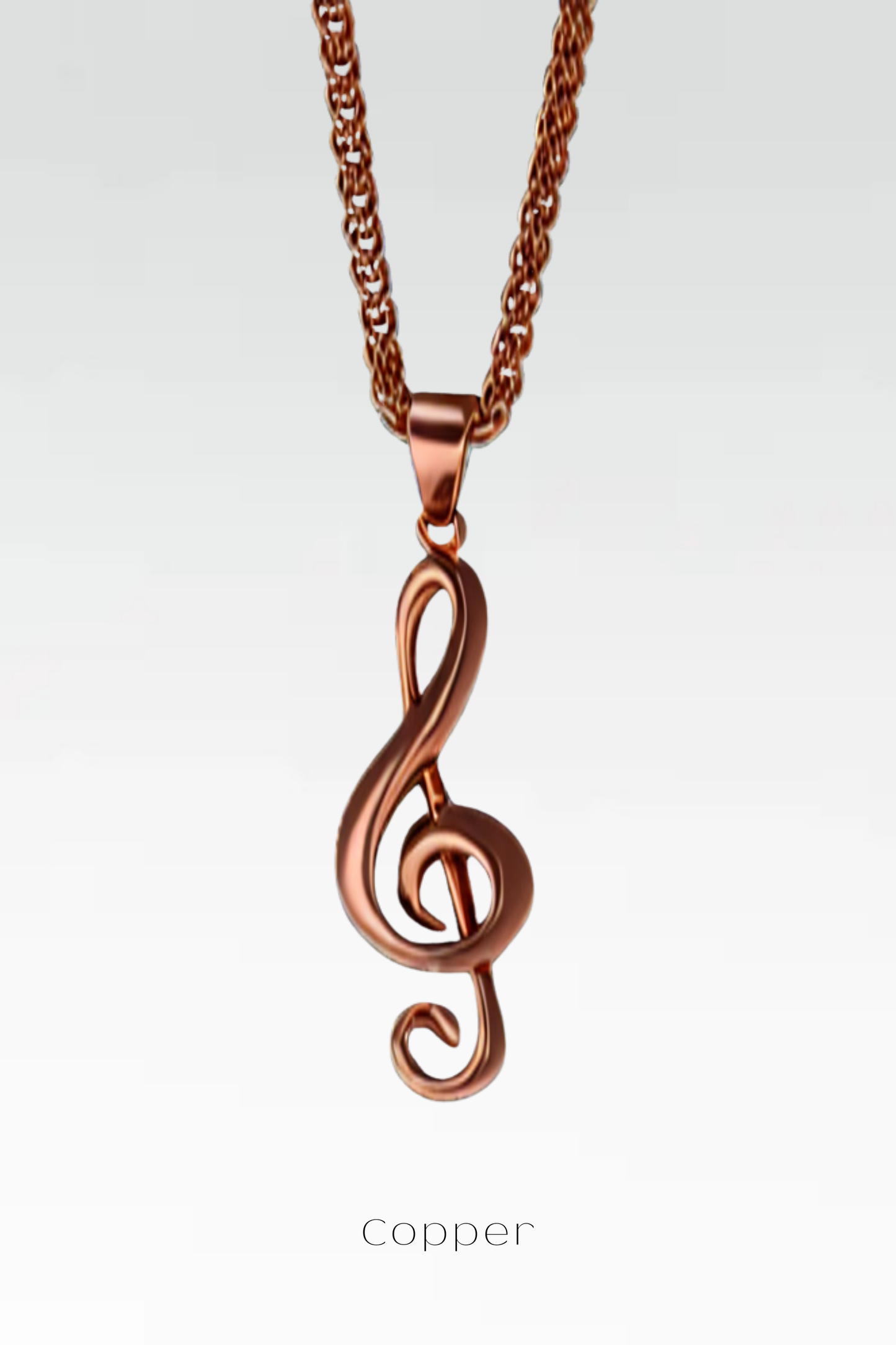 Collar de clave de sol: colgante musical hecho a mano en oro de 24 quilates, plata de ley, cobre y bronce | Regalo único para amantes de la música