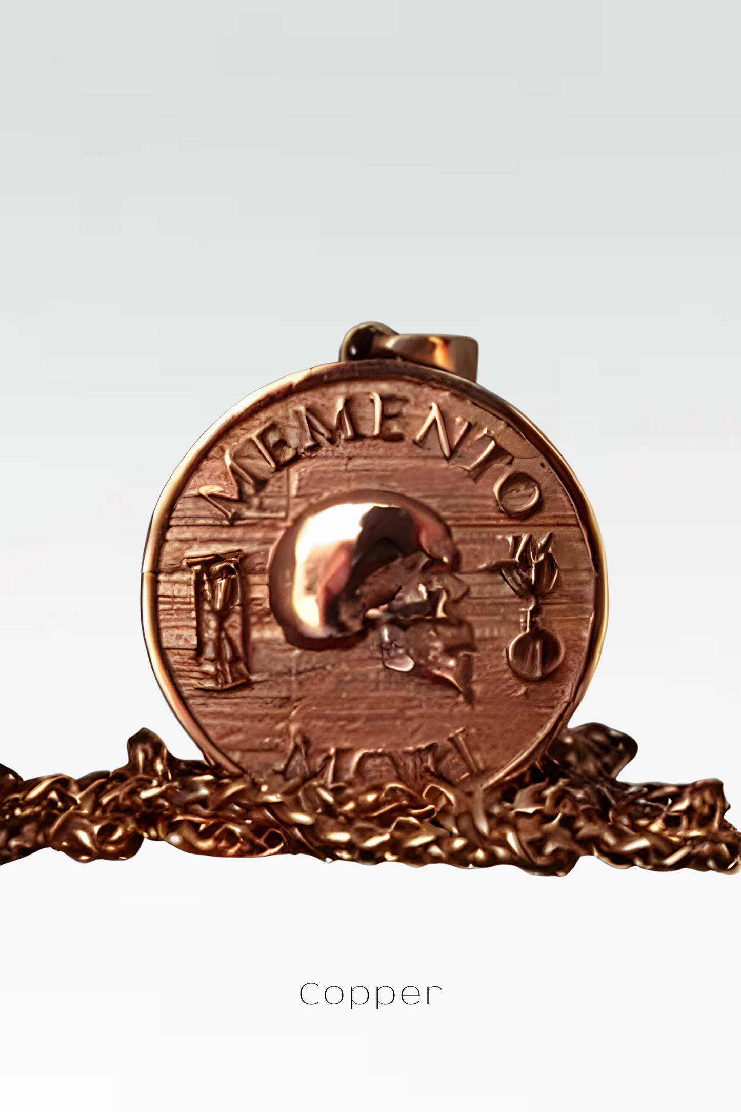 Collar Memento Mori, collar personalizable, bronce, plata esterlina, collar de oro de 24 km, collar grande