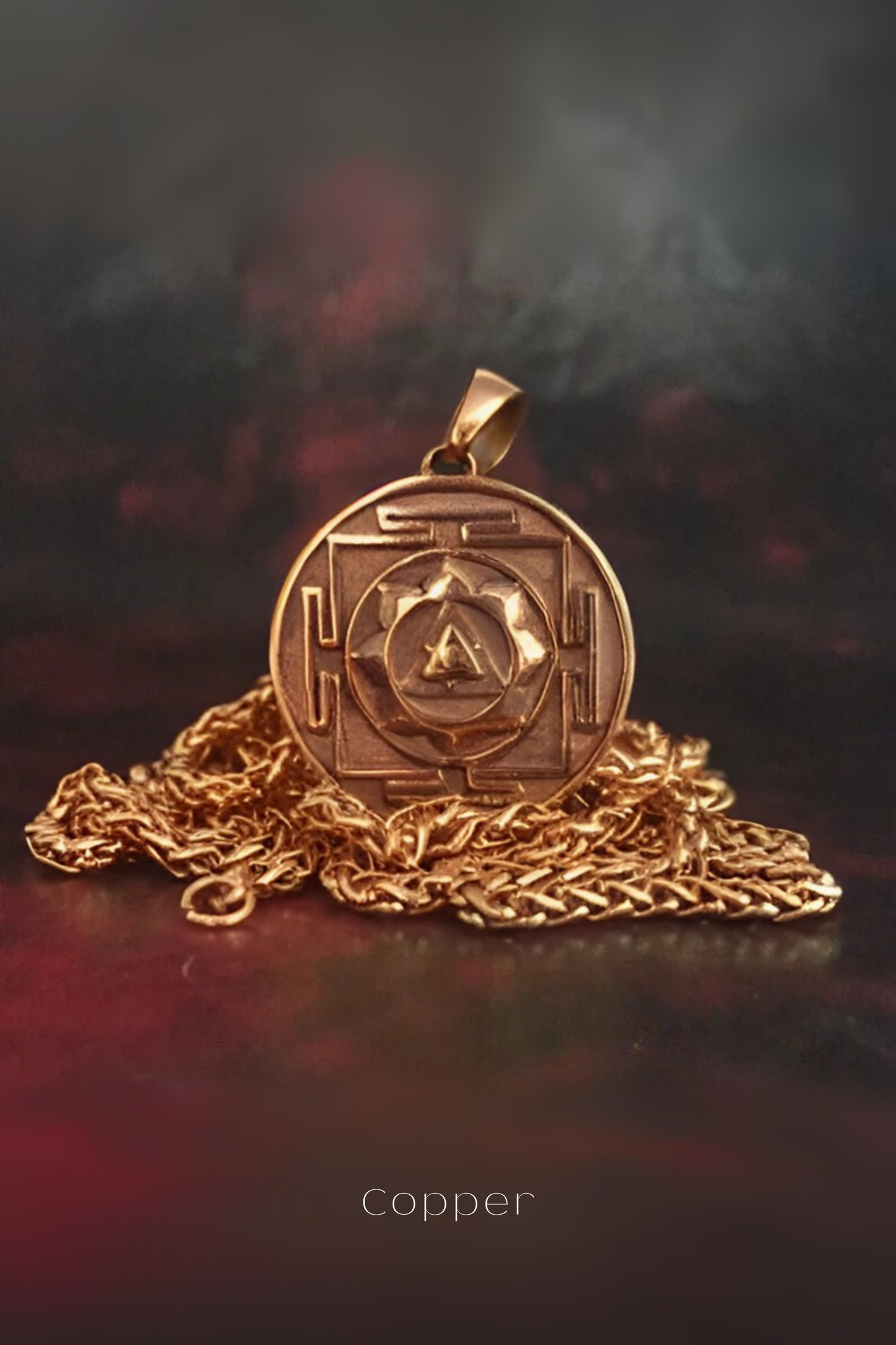 Collar Yantra de Ganesha: amuleto sagrado hindú en bronce, plata y baño de oro de 24 quilates