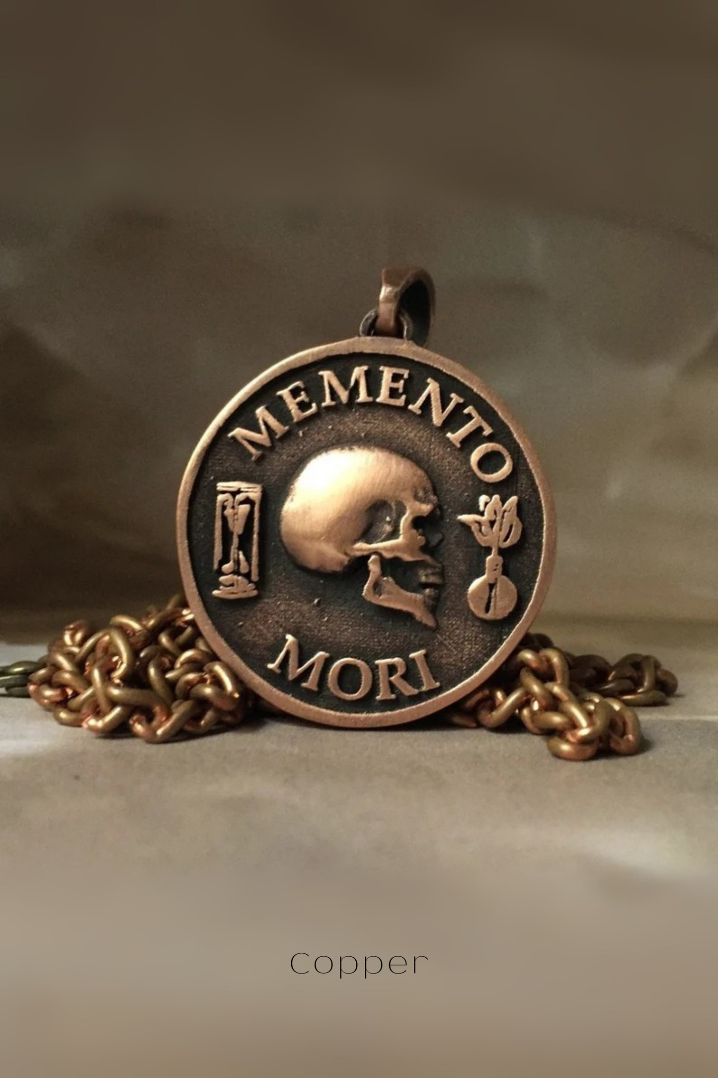Collar Memento Mori, collar personalizable, bronce, plata esterlina, collar de oro de 24 km, collar pequeño
