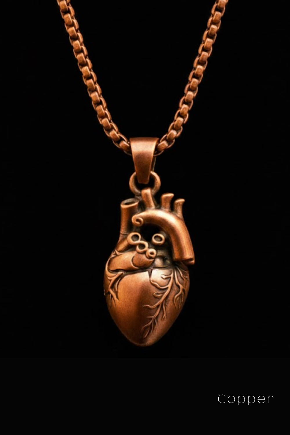 Anatomical Heart Necklace | Symbol of Life, Emotion & Authenticity | Handmade in 925 Sterling Silver, 24K Gold Plated, Bronze, Copper