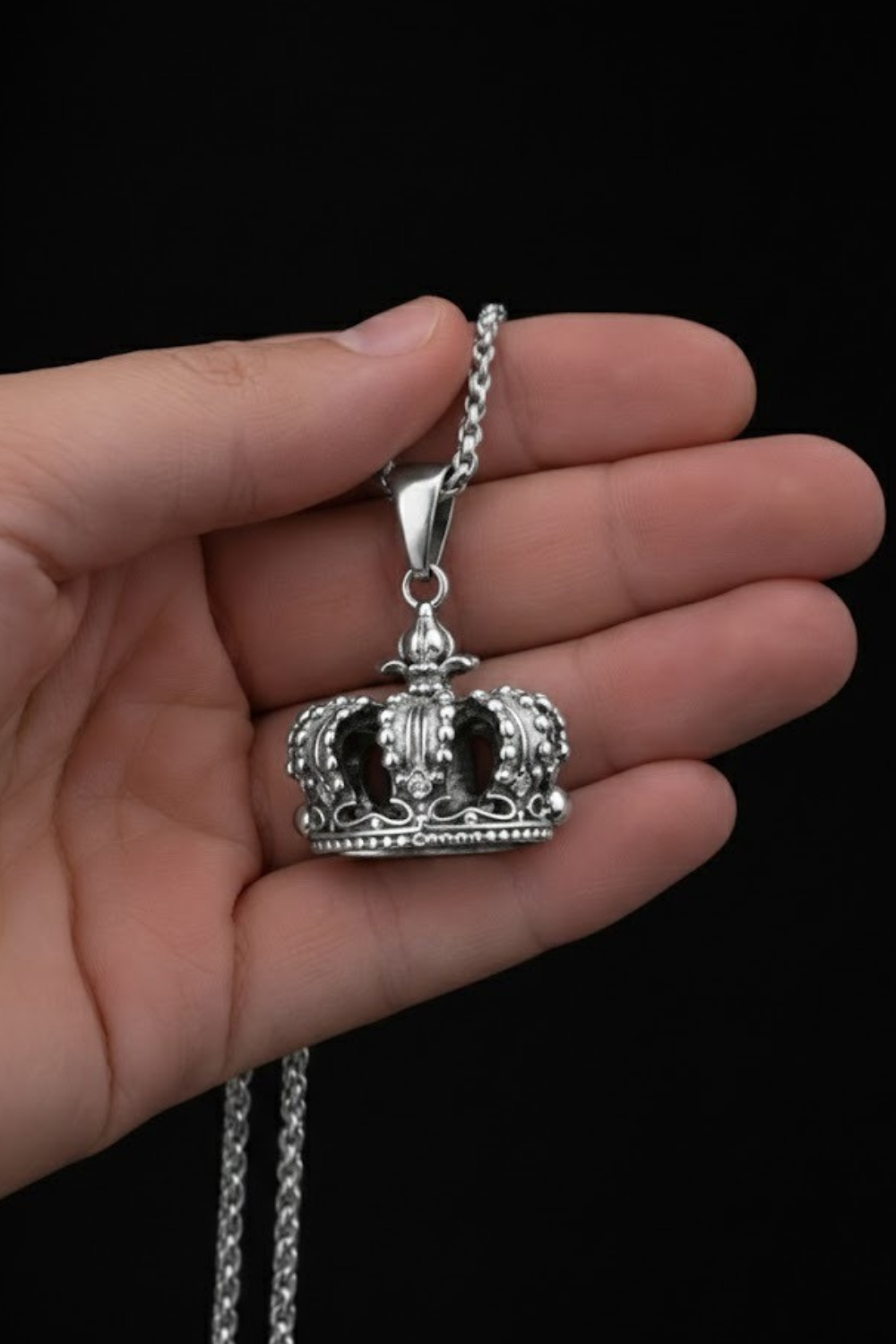 Crown Necklace | Symbol of Royalty, Strength & Self-Worth | Handmade in 925 Sterling Silver, 24K Gold Plated, Bronze