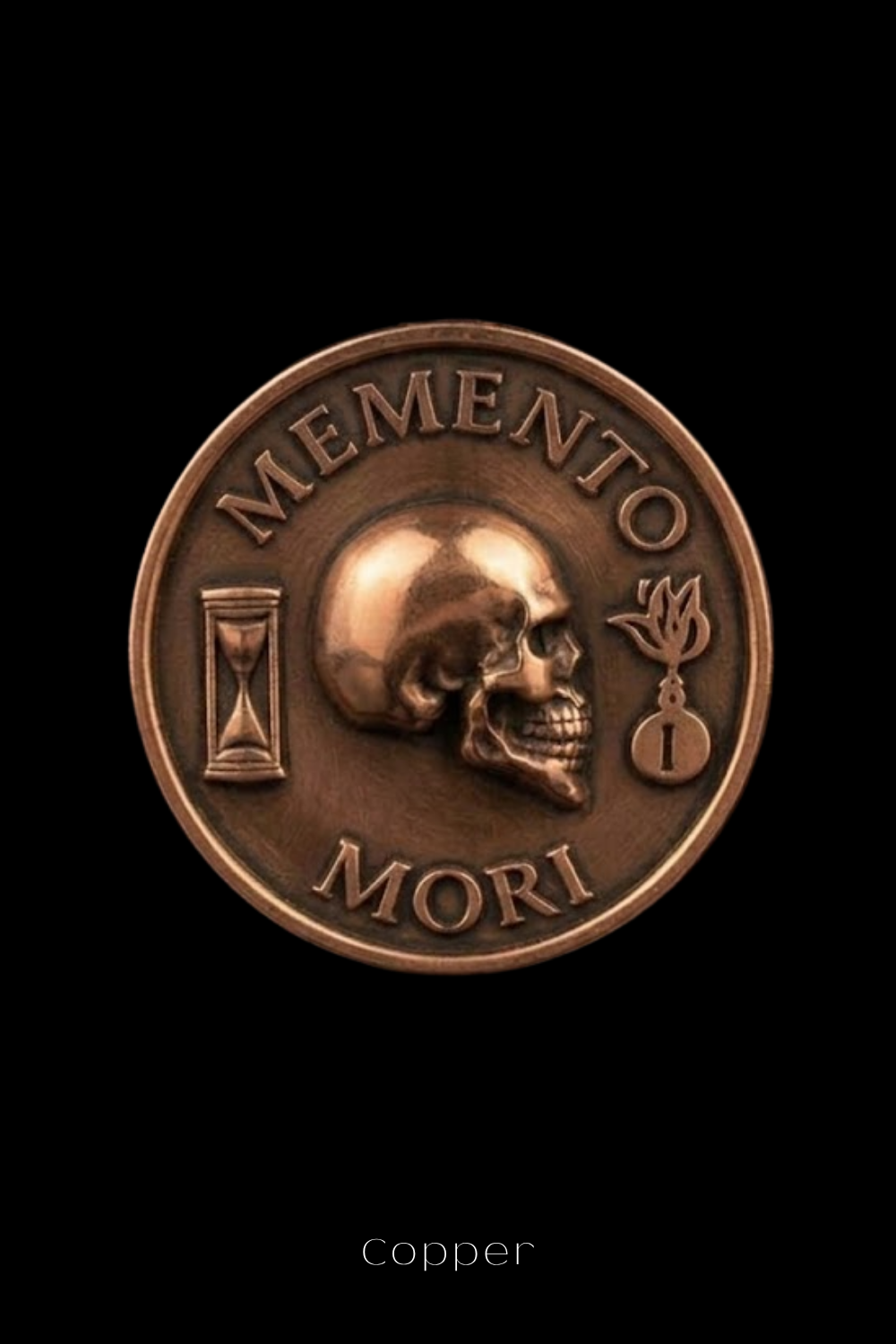 Memento Mori Coin | Symbol of Mortality, Wisdom & Presence | Handmade in 925 Sterling Silver, 24K Gold Plated, Bronze, Copper
