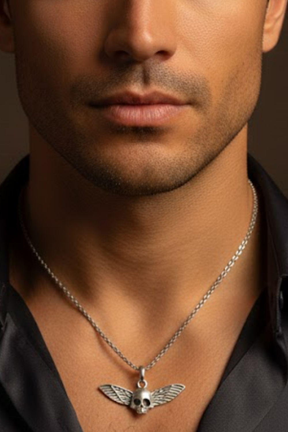 Winged Skull Necklace – Raised Relief Design in Bronze or Silver-Plated Finish | Limited Edition