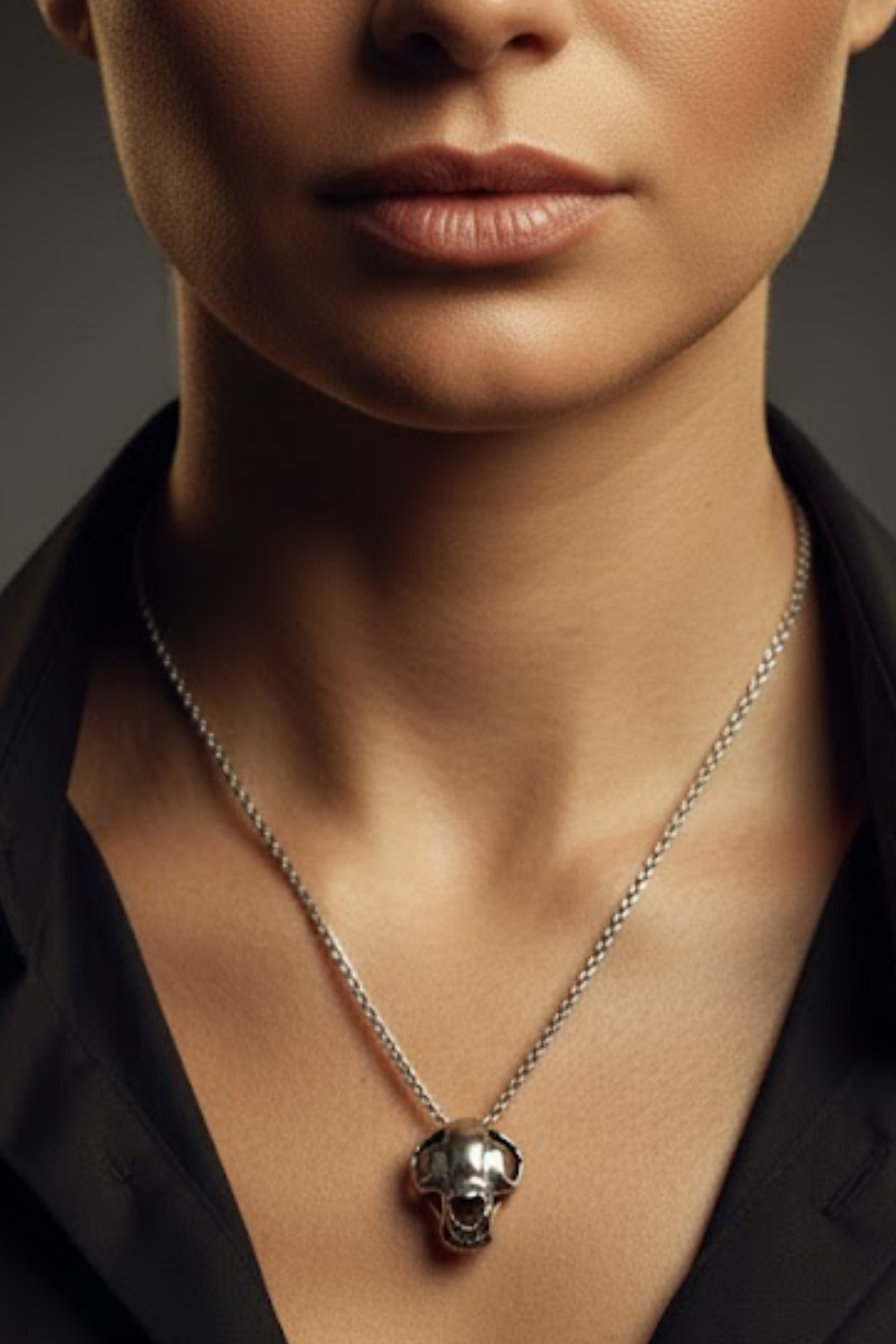 Tiger Skull Necklace –  Bronze & Silver-Plated Finish | Limited Edition
