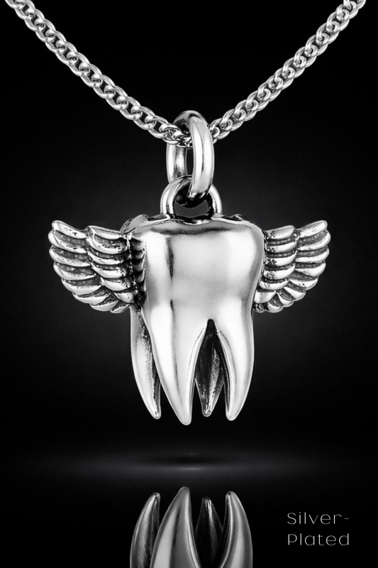 Winged Tooth Necklace – Bronze & Silver-Plated Finish | Limited Edition
