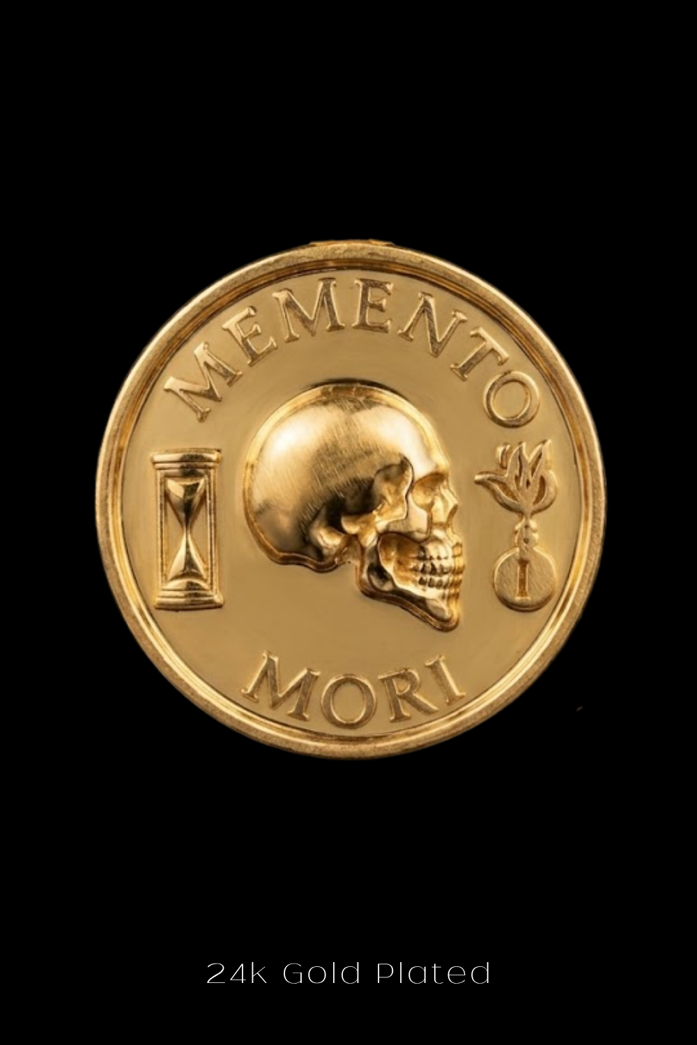 Memento Mori Coin | Symbol of Mortality, Wisdom & Presence | Handmade in 925 Sterling Silver, 24K Gold Plated, Bronze, Copper