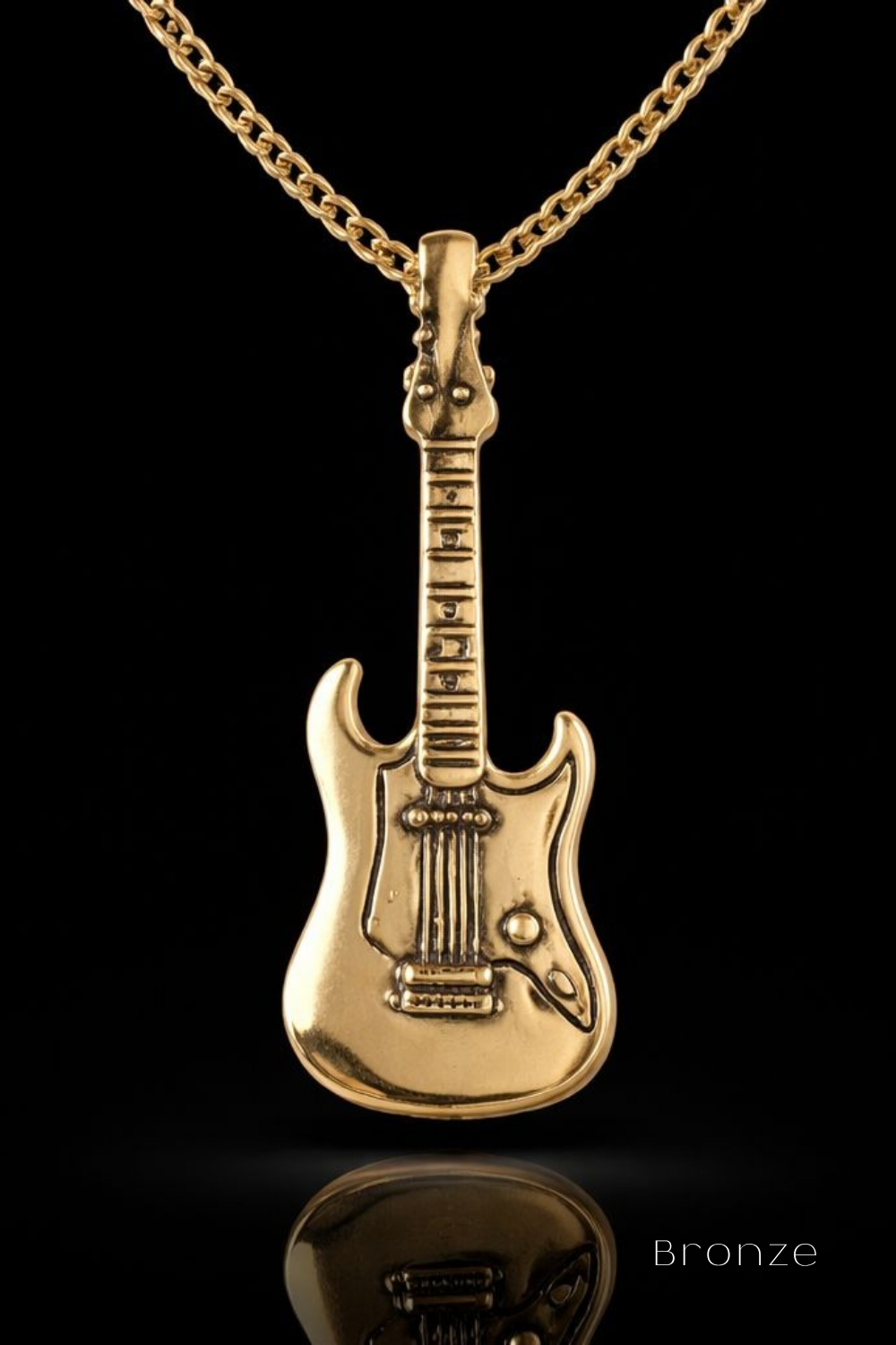 Electric Guitar Necklace – Bronze & Silver-Plated Finish | Limited Edition