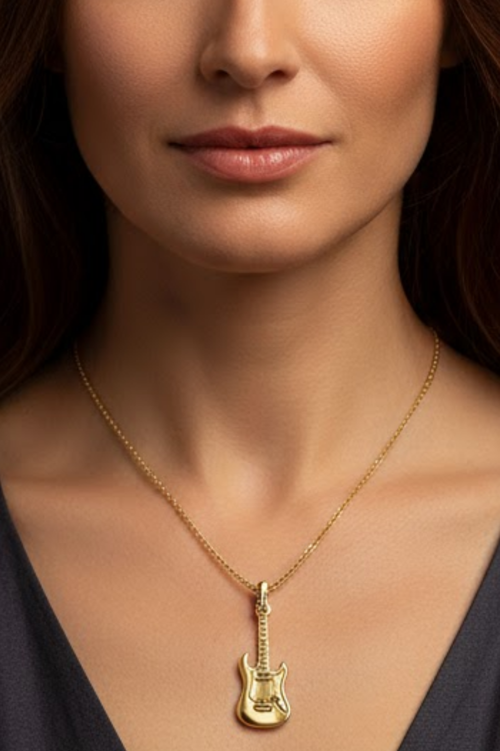 Electric Guitar Necklace – Bronze & Silver-Plated Finish | Limited Edition