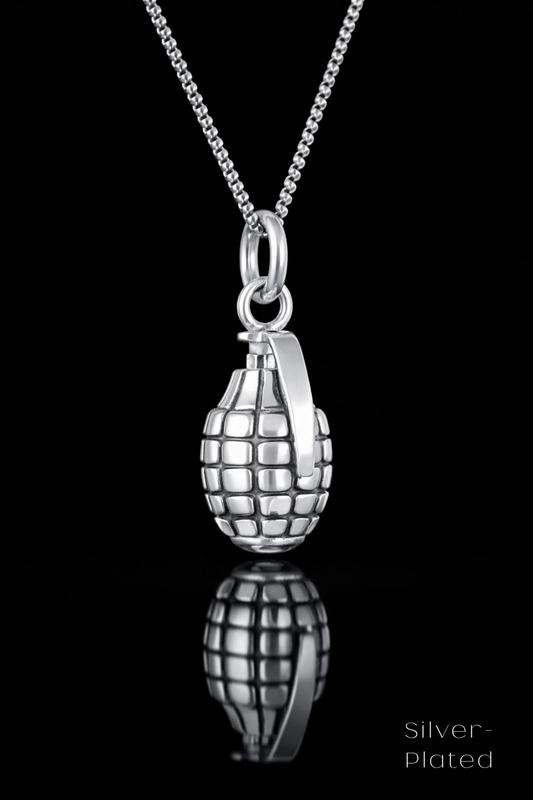 Grenade Necklace – Bronze & Silver-Plated Finish | Limited Edition