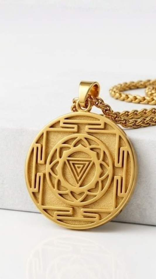 Kali Yantra Large Necklace | Handmade in 18K Gold | Transformation & Courage